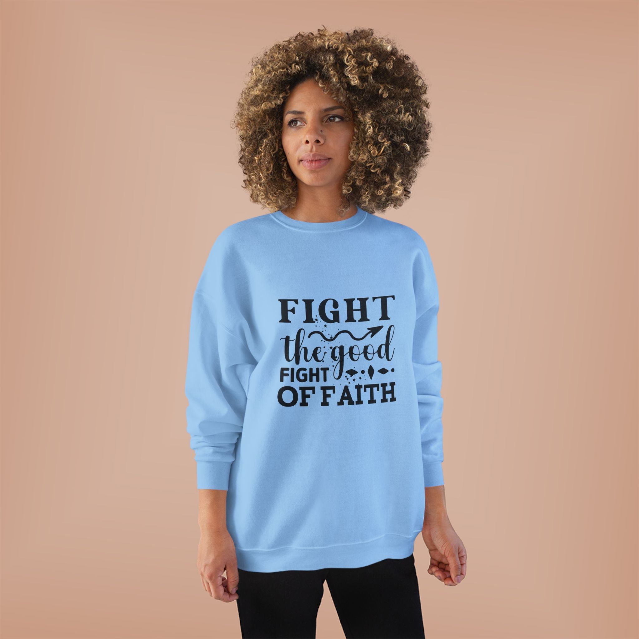 Inspirational Eco-Friendly Crewneck Sweatshirt | Fight the Good Fight of Faith, Motivational Gift, Unisex Apparel, Casual Wear, [...]