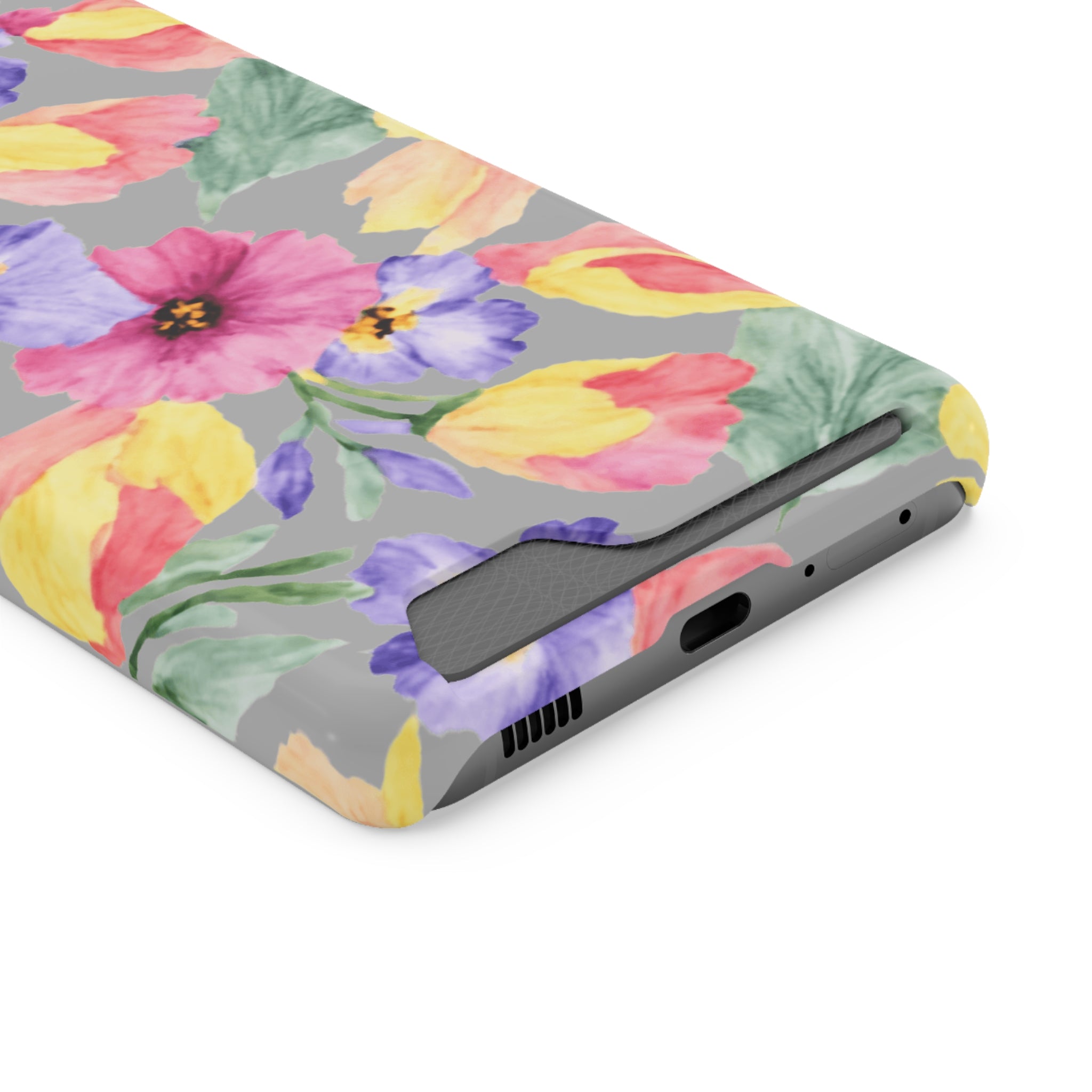 Floral Print Phone Case with Card Holder, Cute Phone Accessory, Gift for Her, Spring Vibes, Functional Phone Wallet