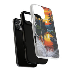 Nature-Inspired Phone Case | Tough Cases with Sunset & Feathers Design, Unique Gift, Outdoor Lover Accessory, Phone Cover