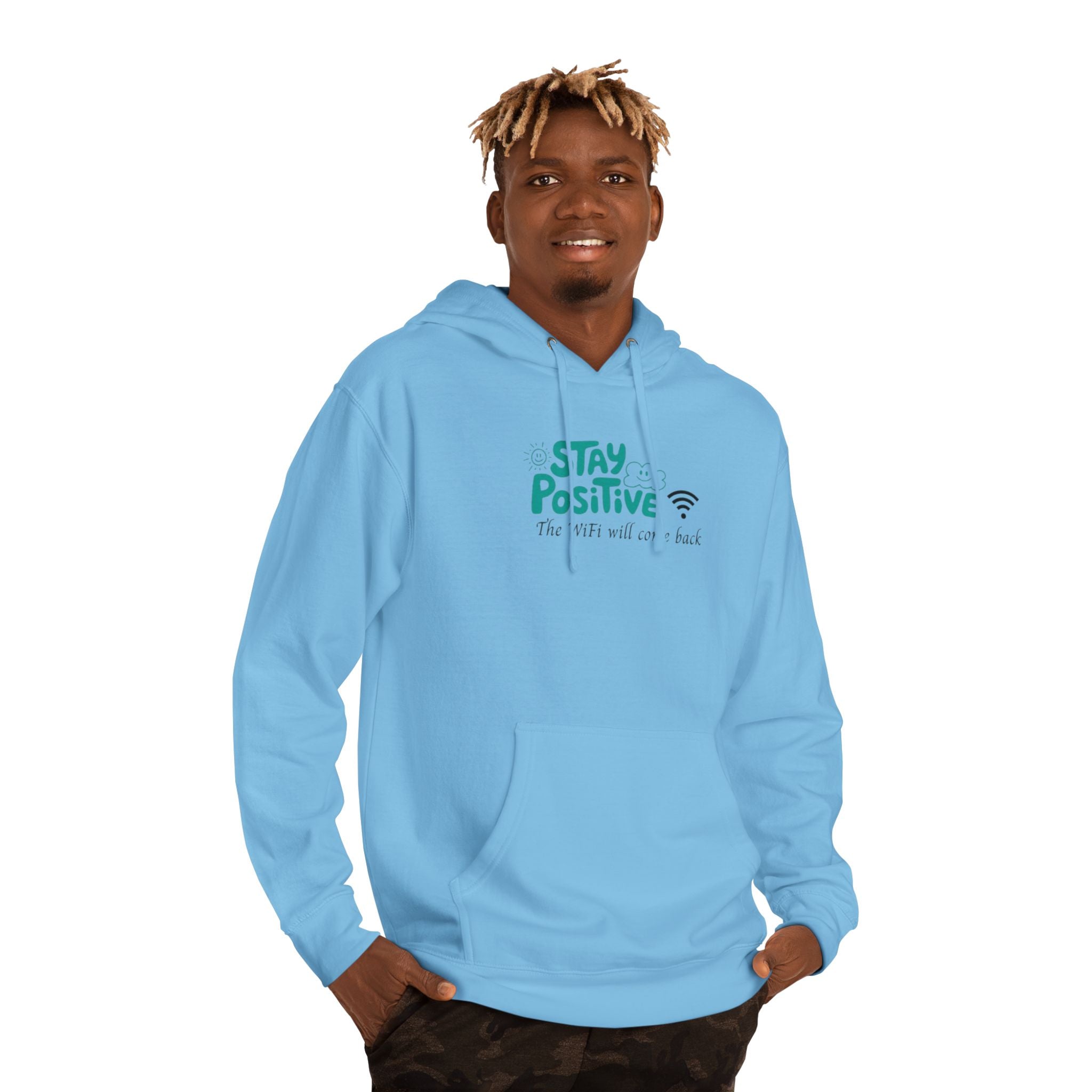Stay Positive Hoodie, Unisex Hooded Sweatshirt for Comfortable Vibes, Perfect Gift for Friends and Family, Casual Wear, Motivational Apparel