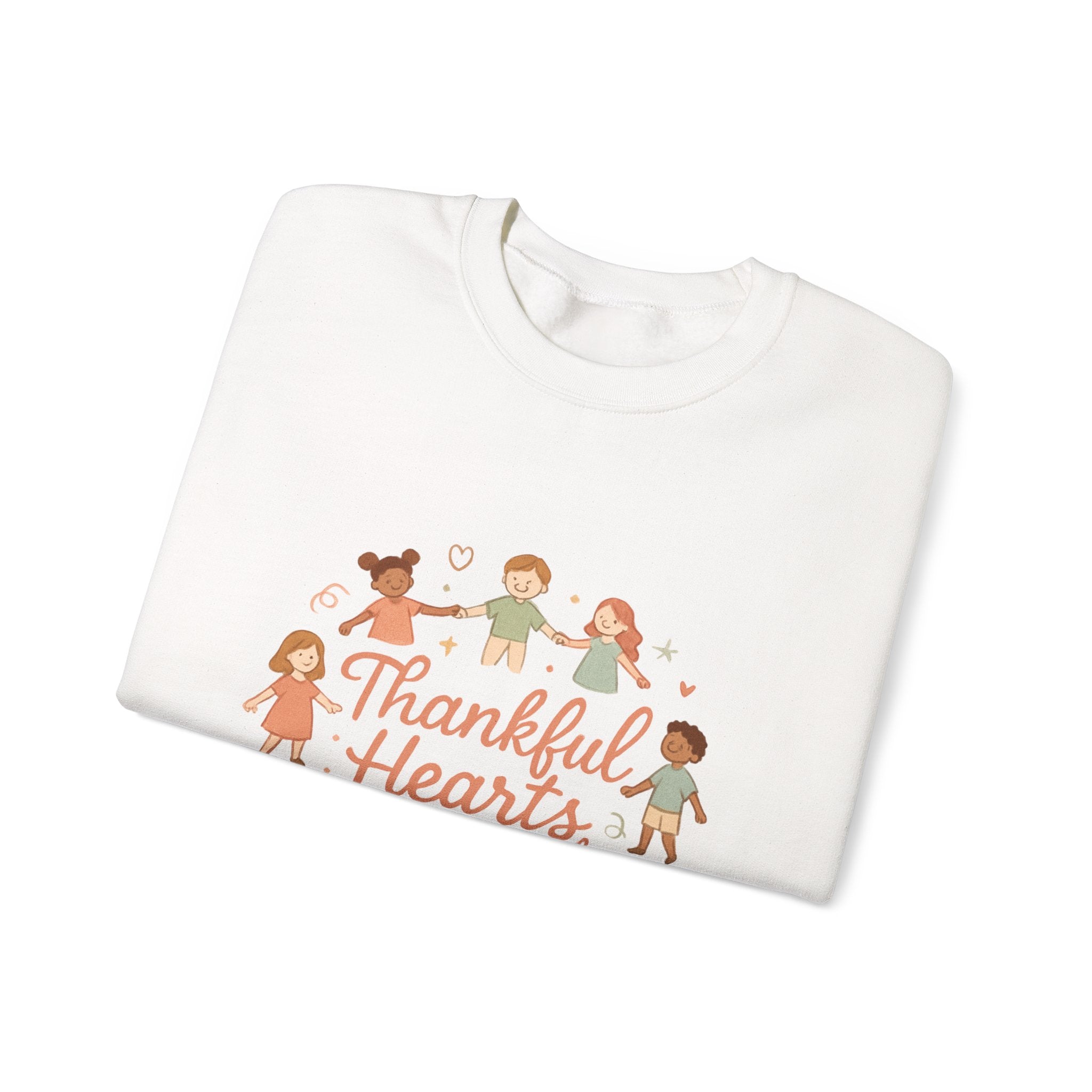 Thankful Hearts Kind Minds Sweatshirt — Kids Diversity Friends Crewneck