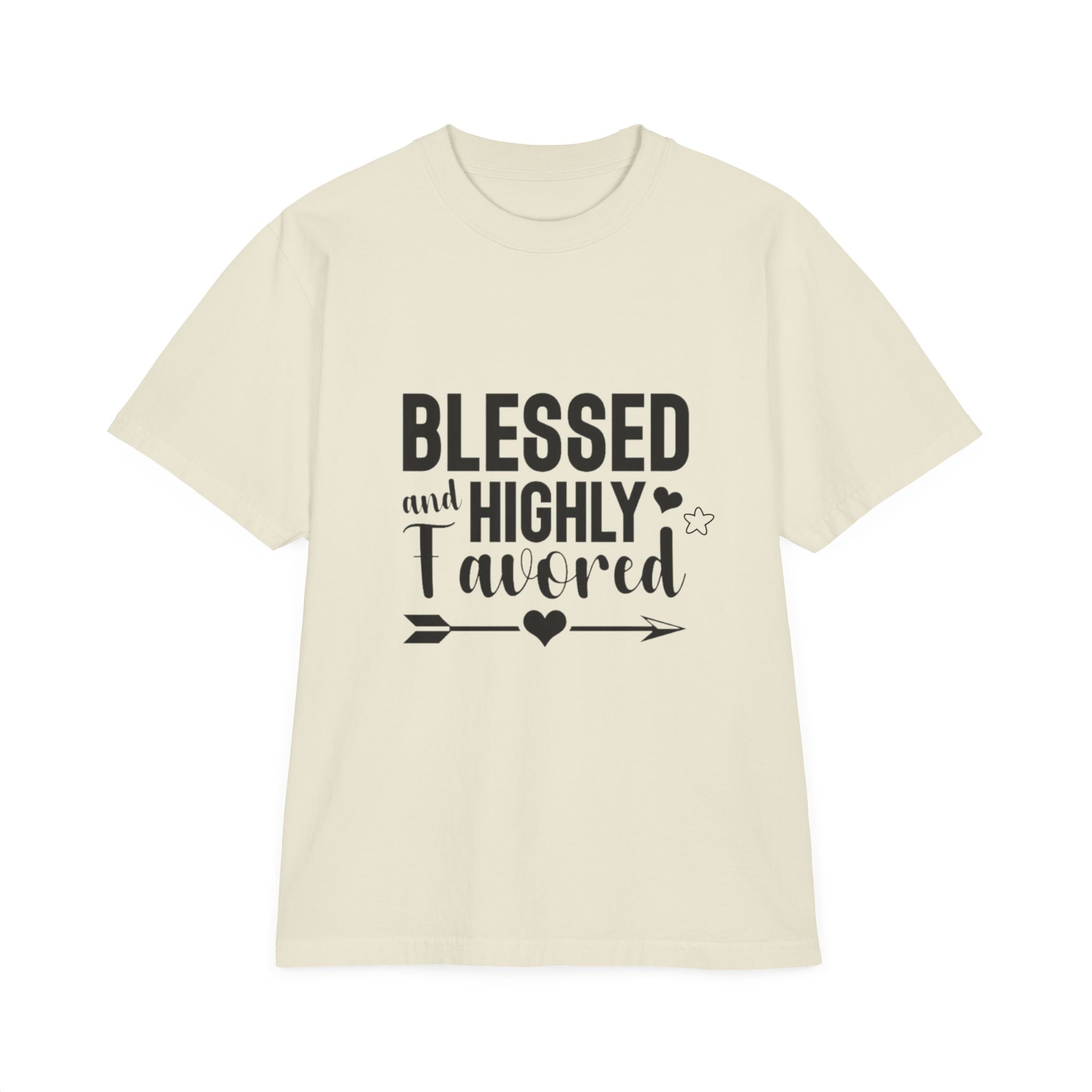 Blessed and Highly Favored Unisex Drop-Shoulder T-Shirt, Inspirational Tee, Faith-Based Gift, Everyday Comfort Shirt, Casual Wear