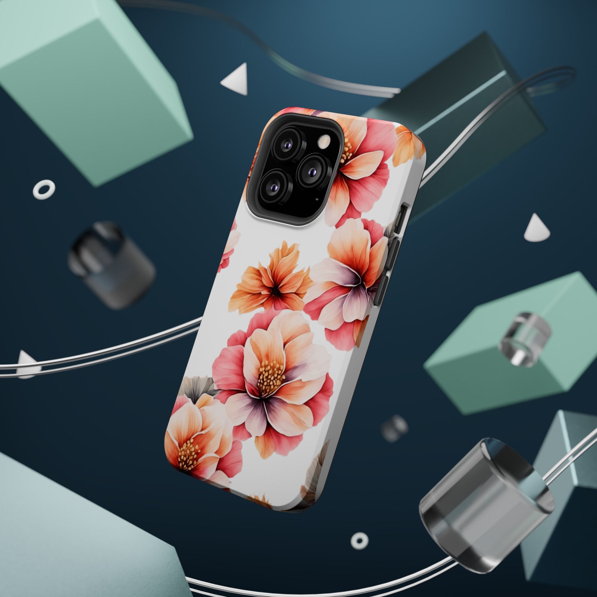 Floral Magnetic Phone Case, Stylish Flower Phone Cover, Durable Magnetic Tough Case, Trendy Floral Design Case, Perfect Gift for Her
