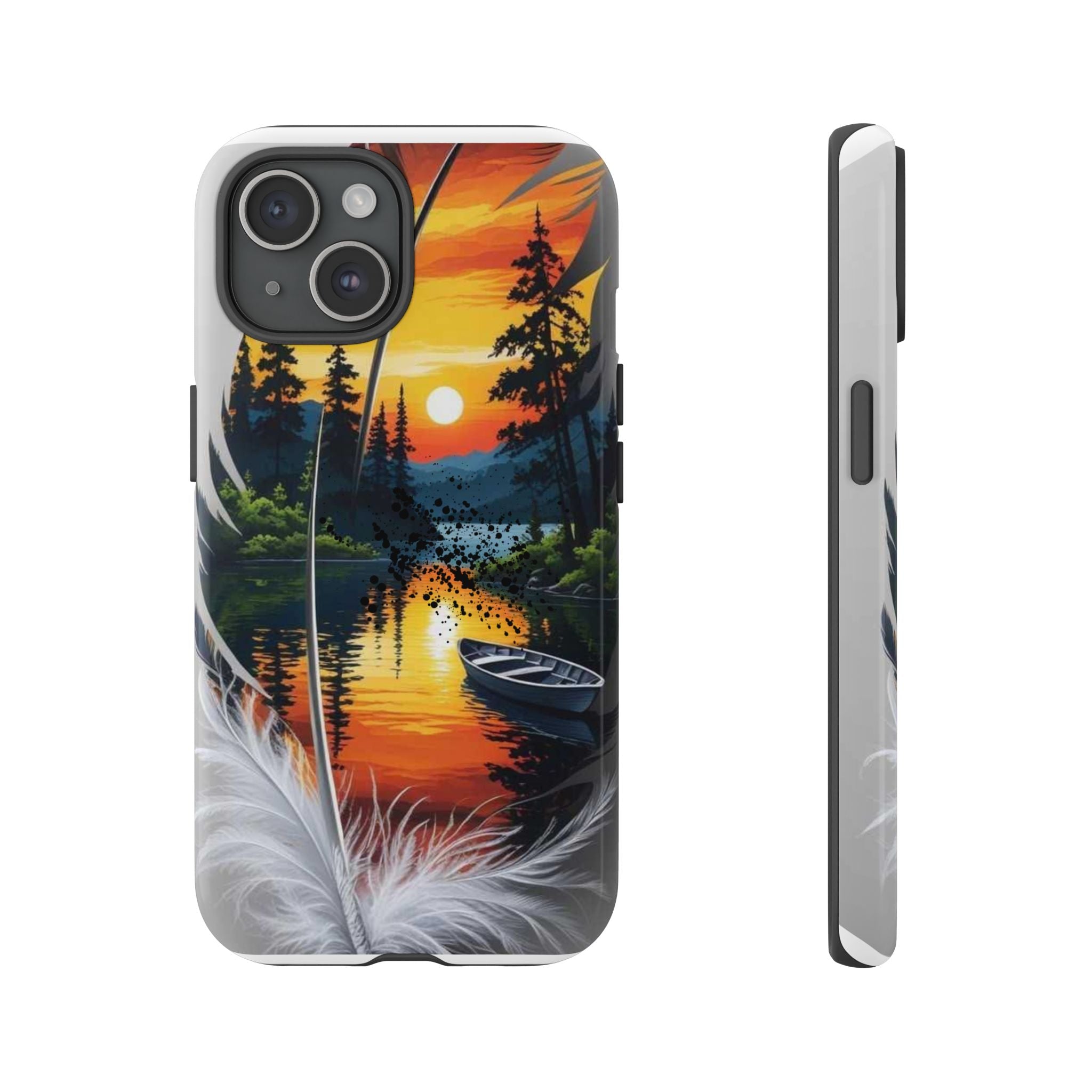 Nature-Inspired Phone Case | Tough Cases with Sunset & Feathers Design, Unique Gift, Outdoor Lover Accessory, Phone Cover