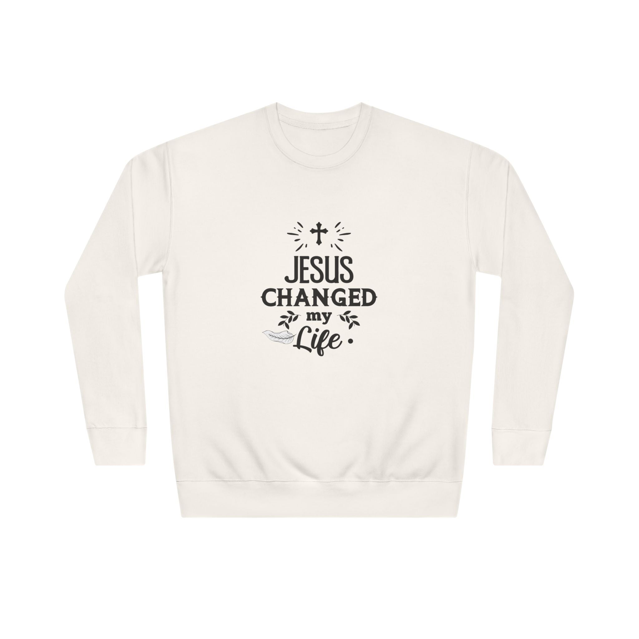 Inspirational Crew Sweatshirt - Jesus Changed My Life, Faith Apparel, Christian Gift, Unisex Sweatshirt, Cozy Religious Wear