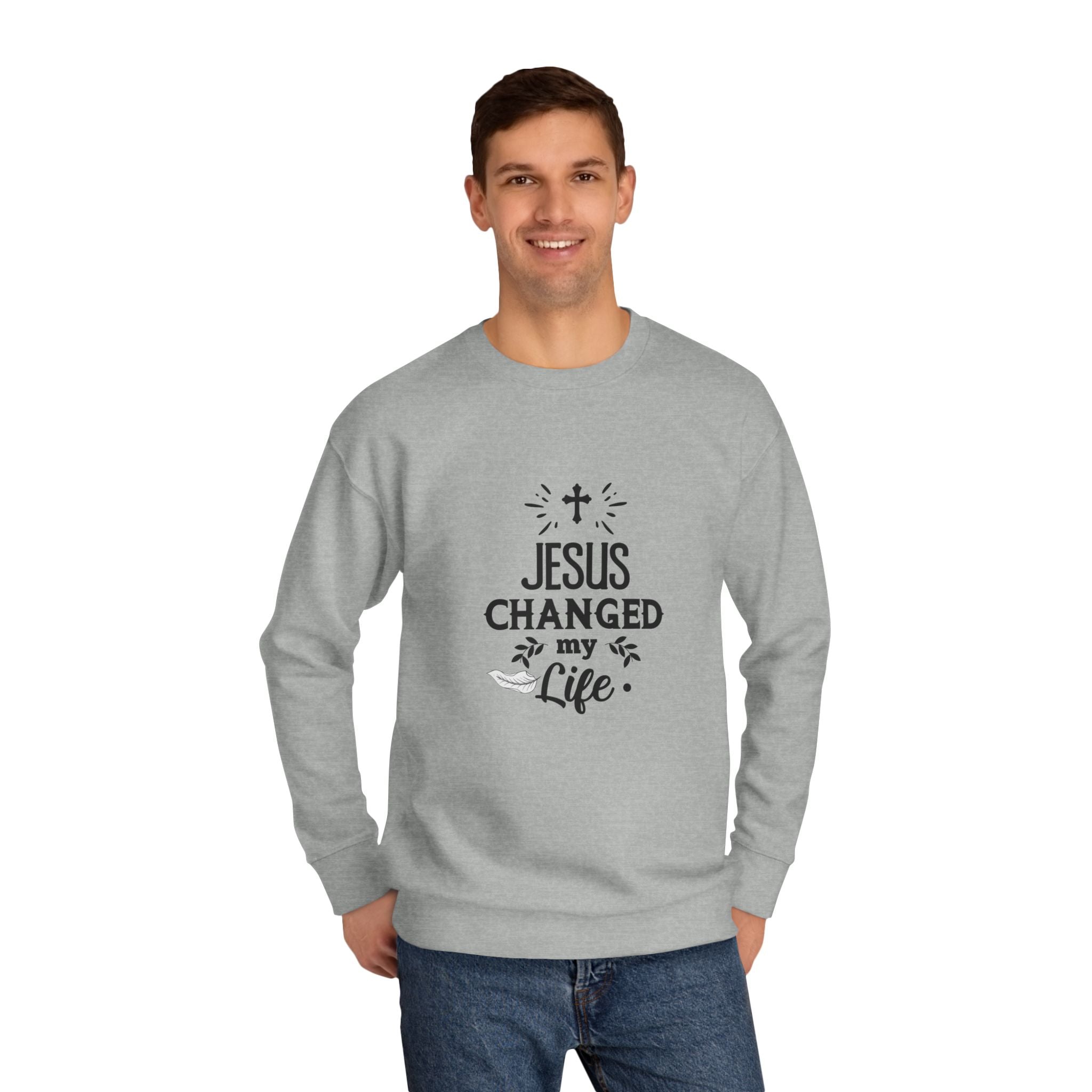 Inspirational Crew Sweatshirt - Jesus Changed My Life, Faith Apparel, Christian Gift, Unisex Sweatshirt, Cozy Religious Wear