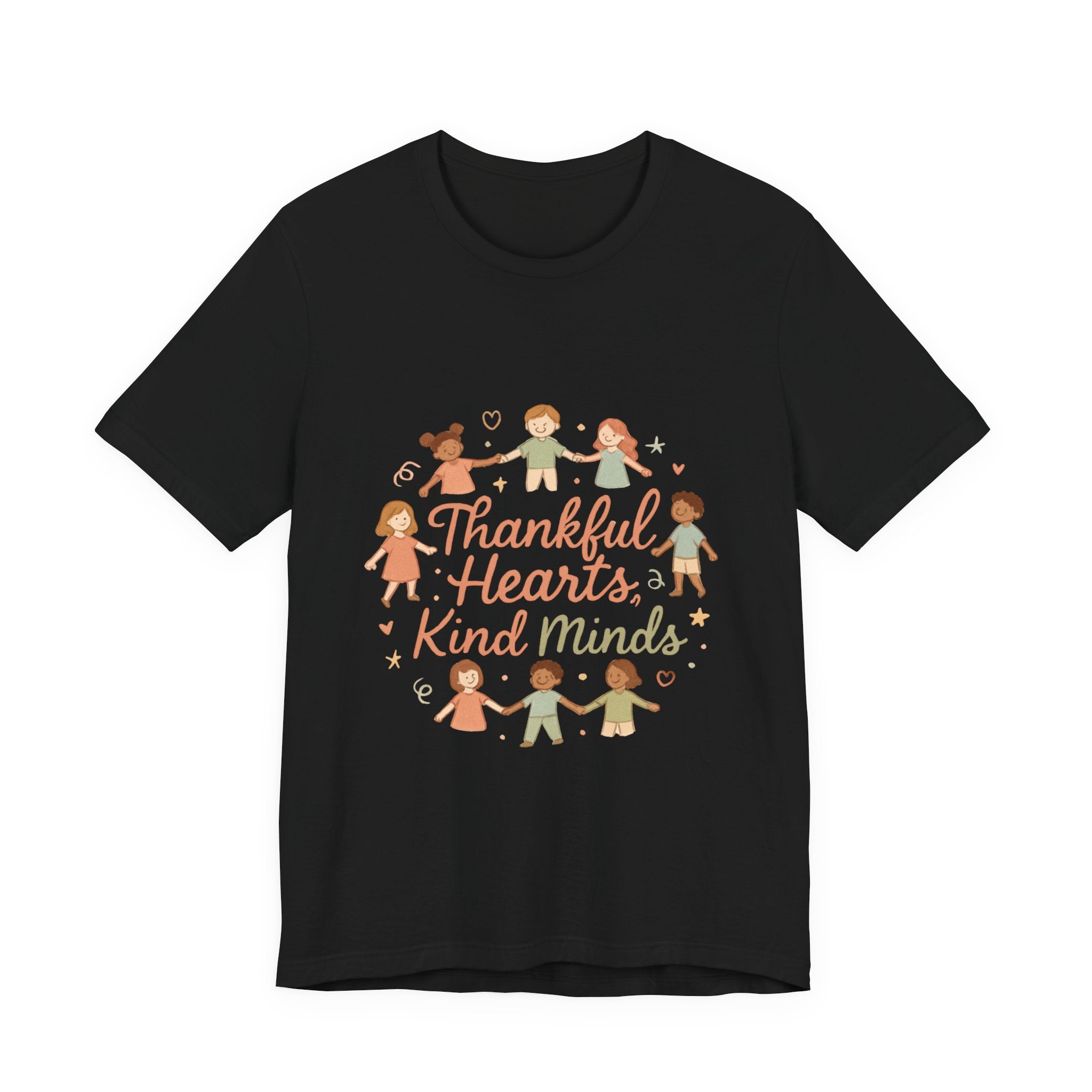 Thankful Hearts Kind Minds T-Shirt — Kids Friendship Positive Message Tee