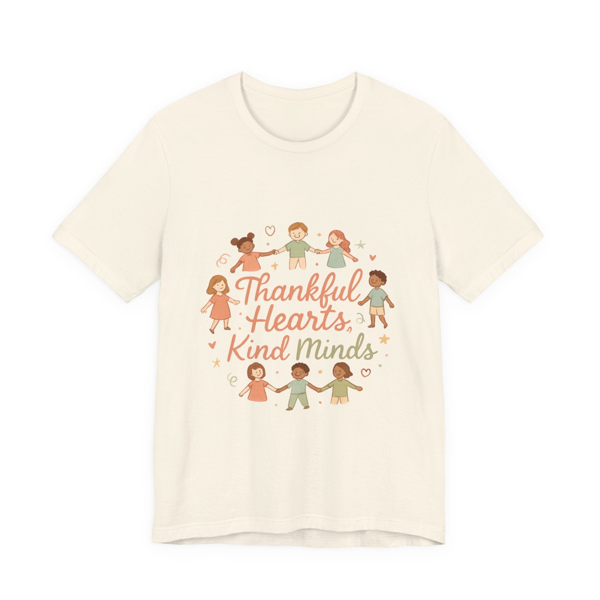 Thankful Hearts Kind Minds T-Shirt — Kids Friendship Positive Message Tee