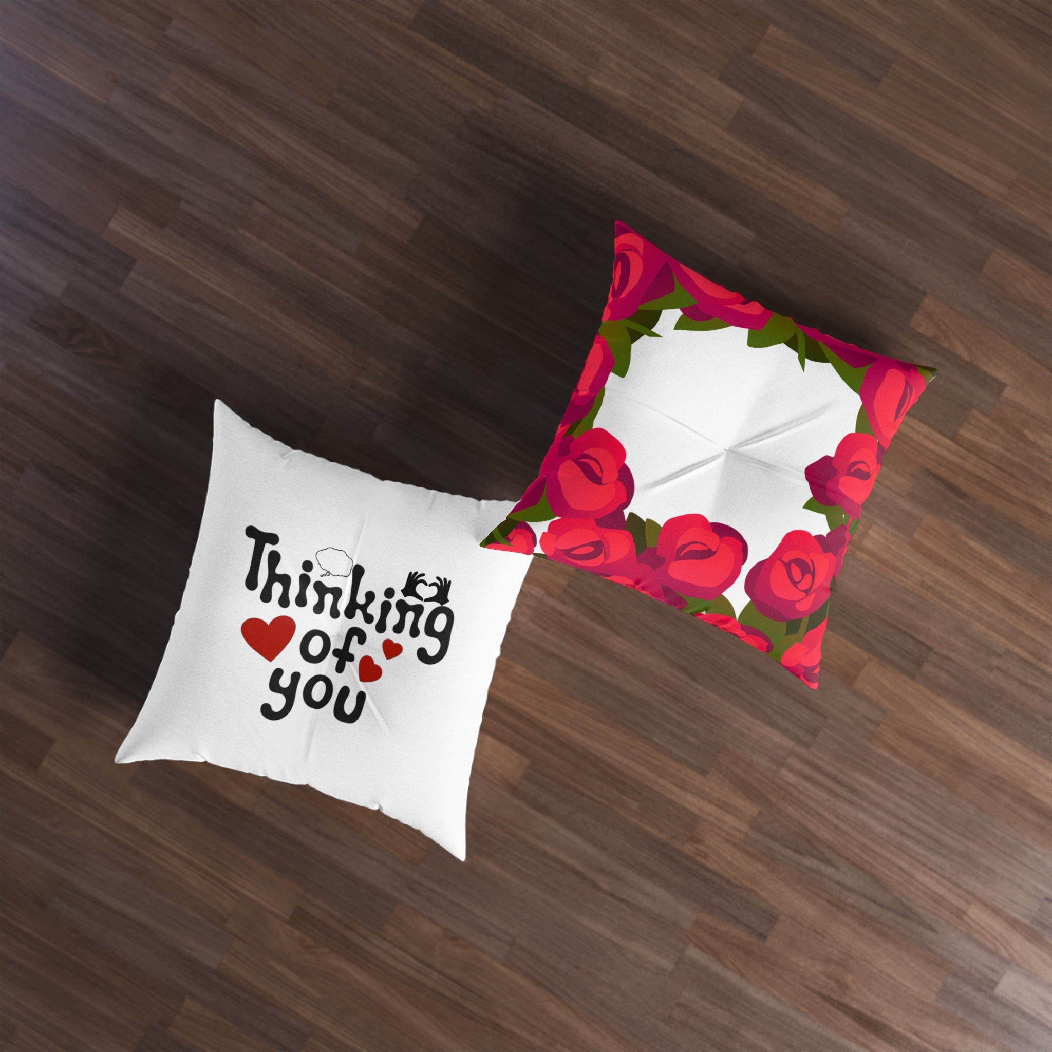 Thinking of You Tufted Floor Pillow | Cozy Rose Decorative Cushion | Gift for Her | Home Decor | Valentine's Day | Living Room Accent