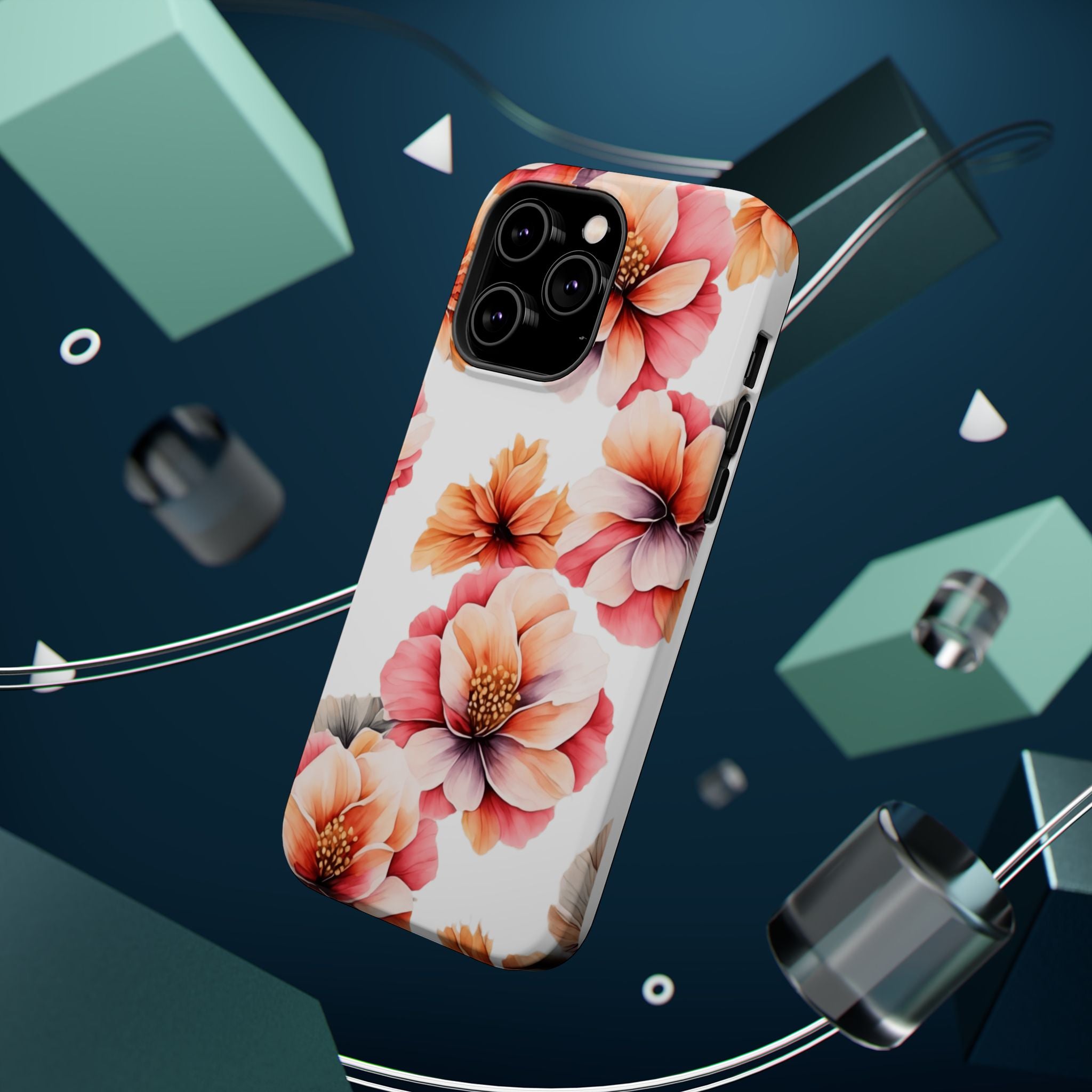 Floral Magnetic Phone Case, Stylish Flower Phone Cover, Durable Magnetic Tough Case, Trendy Floral Design Case, Perfect Gift for Her