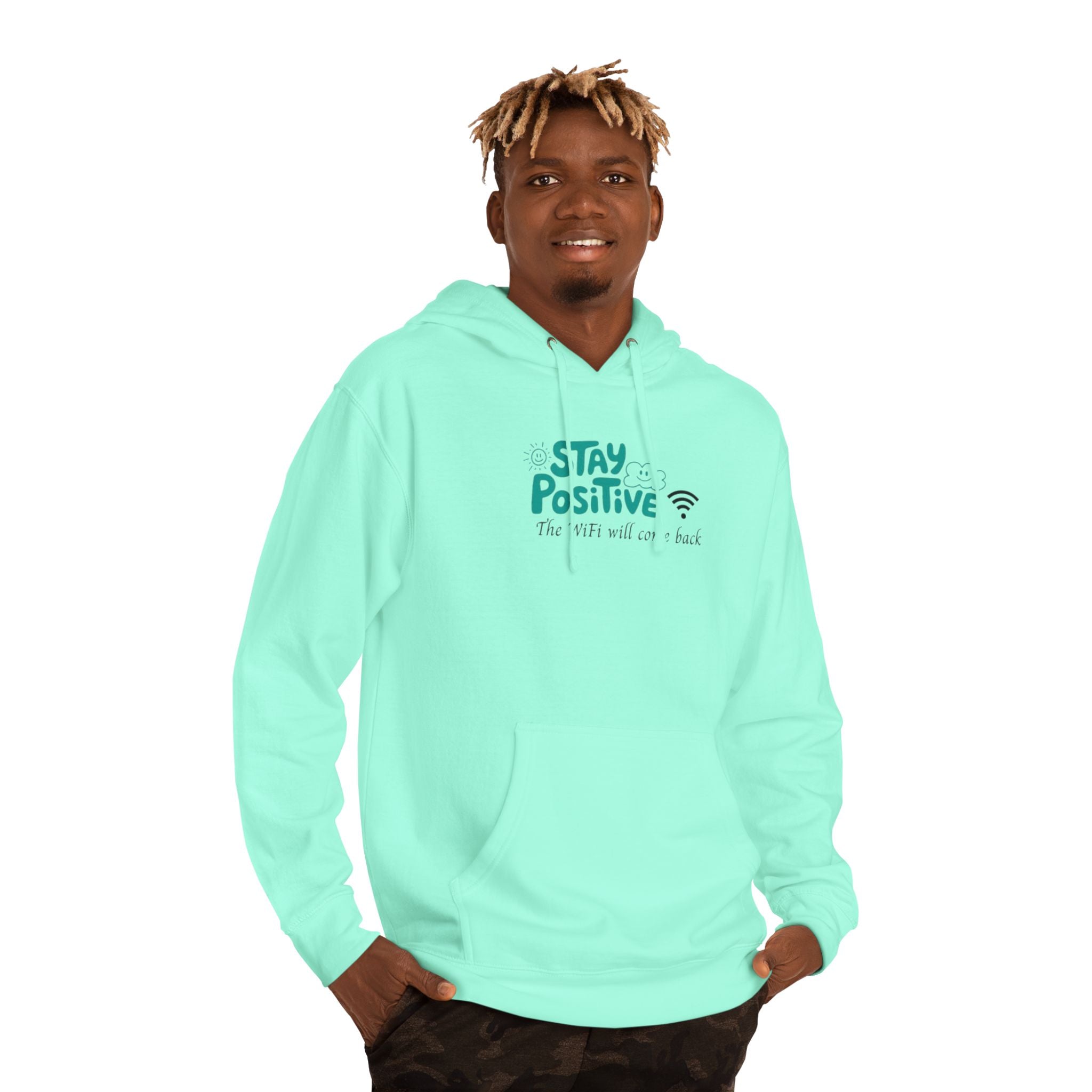 Stay Positive Hoodie, Unisex Hooded Sweatshirt for Comfortable Vibes, Perfect Gift for Friends and Family, Casual Wear, Motivational Apparel
