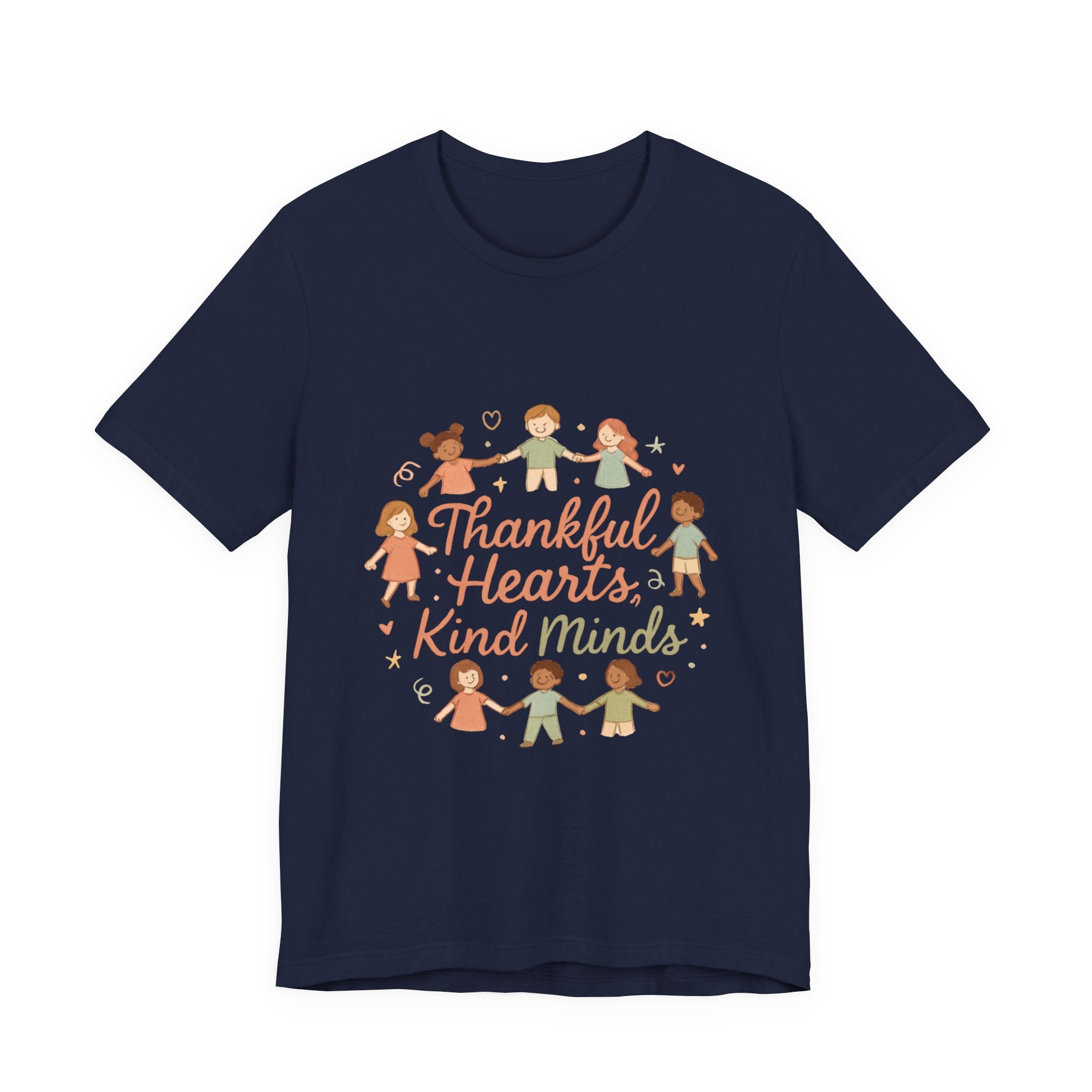 Thankful Hearts Kind Minds T-Shirt — Kids Friendship Positive Message Tee