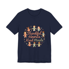 Thankful Hearts Kind Minds T-Shirt — Kids Friendship Positive Message Tee
