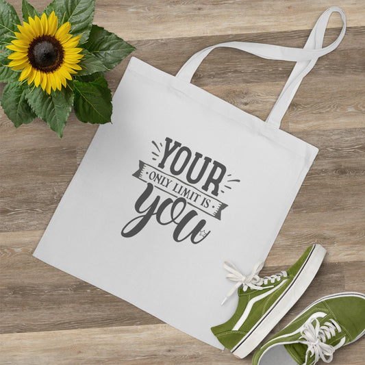 Inspirational Tote Bag - Your Only Limit is You, Motivational Gift, Reusable Shopping Bag, Eco-Friendly, Gym Tote, Daily Use