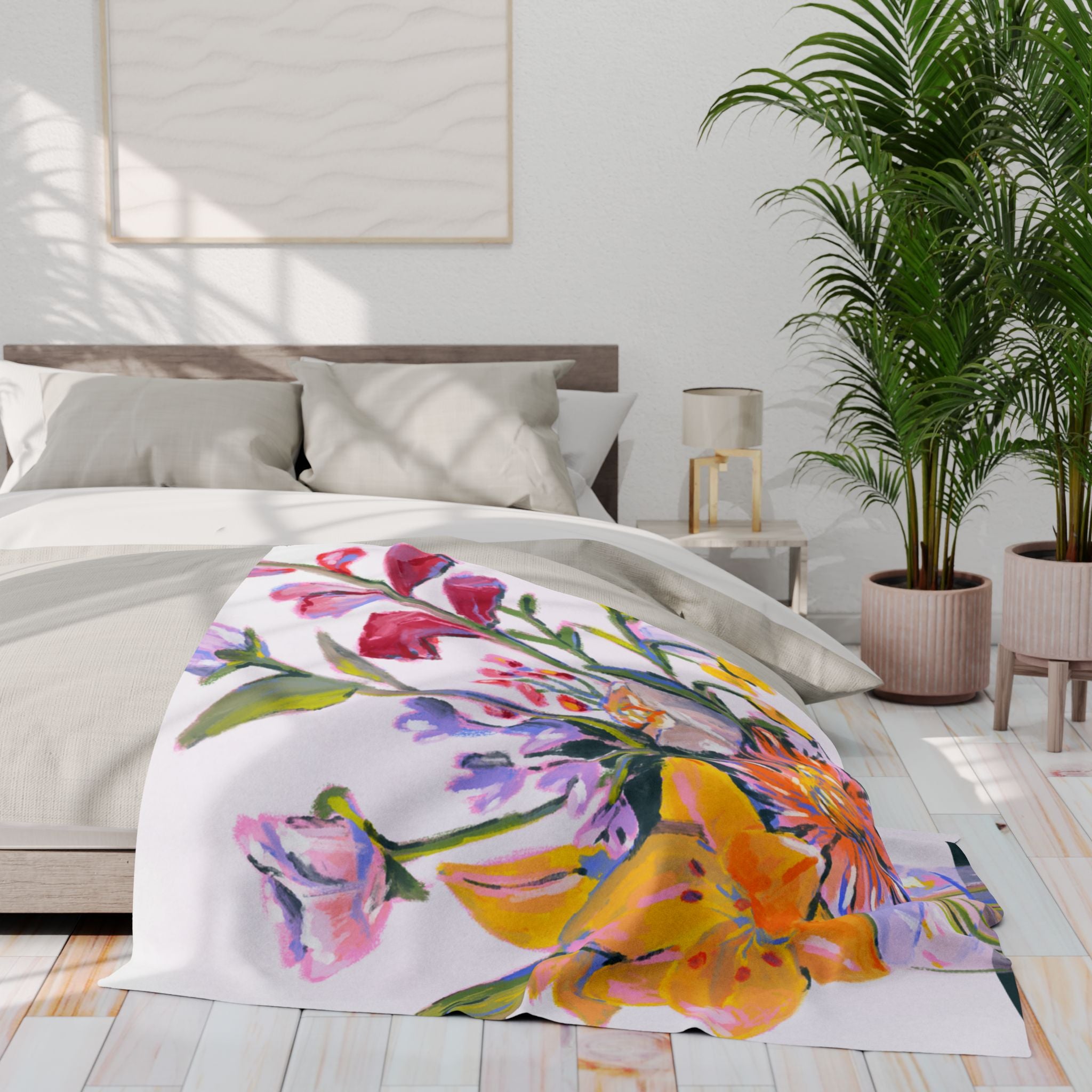Vibrant Floral Arctic Fleece Blanket | Cozy Decor, Gift for Her, Home Essentials, Spring Decor, Wedding Gift