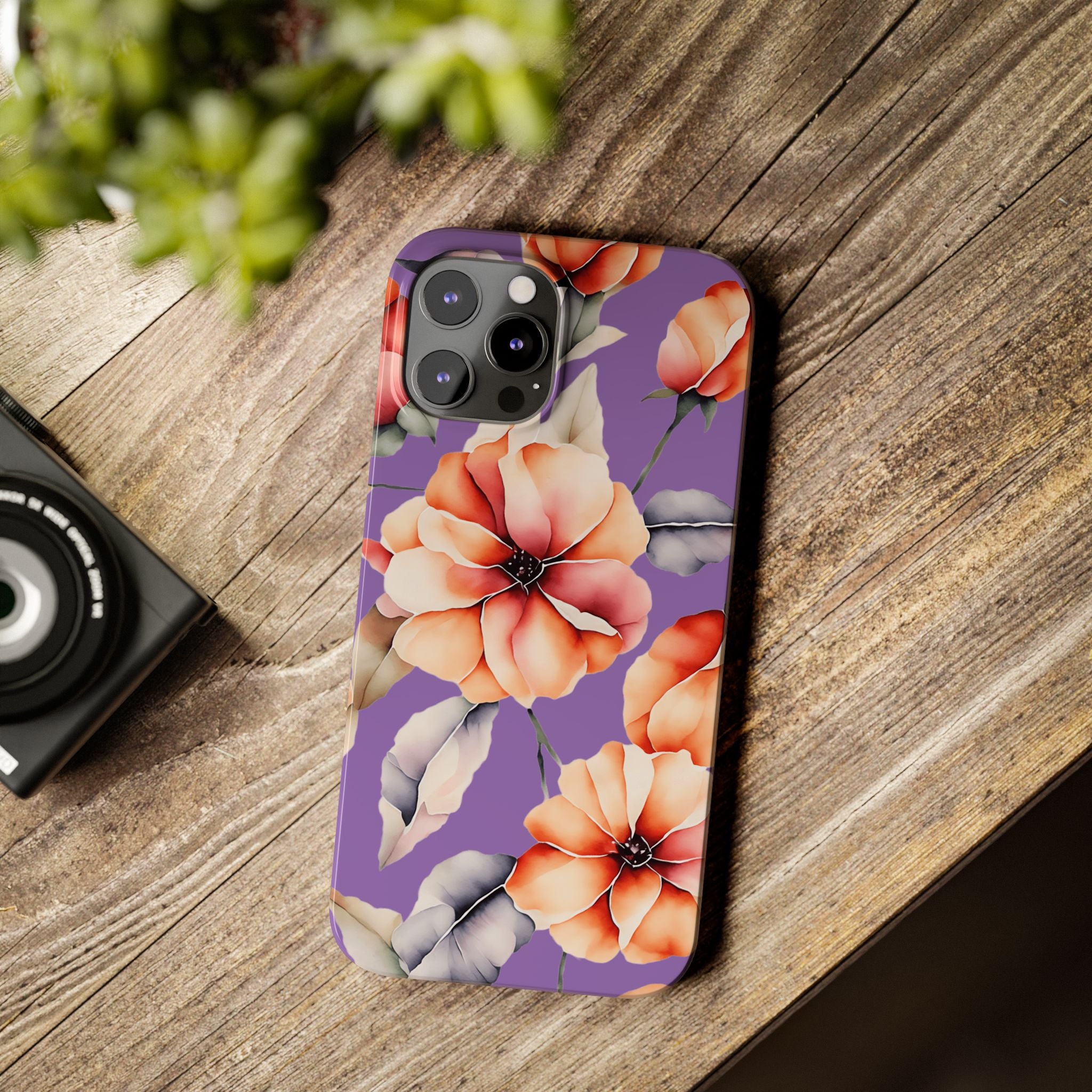 Floral Slim Phone Case, Stylish Phone Cover, Feminine Phone Accessory, Spring Gift, Flower Pattern Design