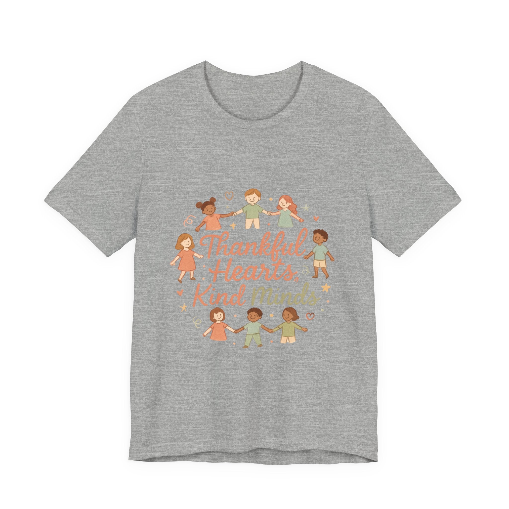 Thankful Hearts Kind Minds T-Shirt — Kids Friendship Positive Message Tee