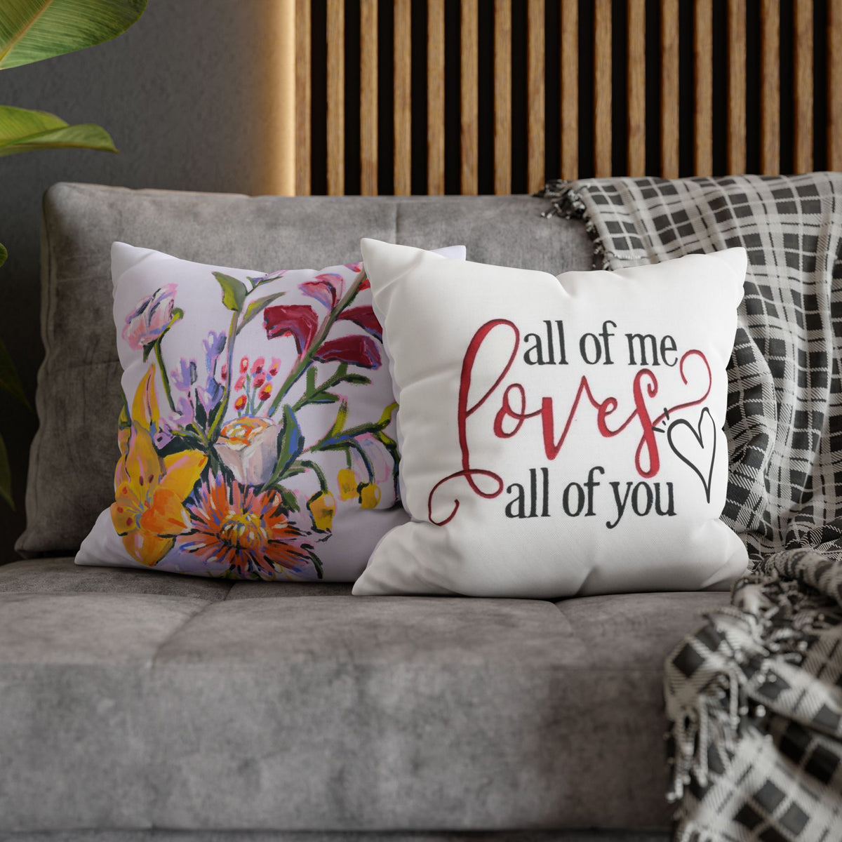 Romantic Throw Pillow, All of Me Loves You Cushion, Heartfelt Home Decor, Wedding Gift, Anniversary Present, Cozy Living Room Accent