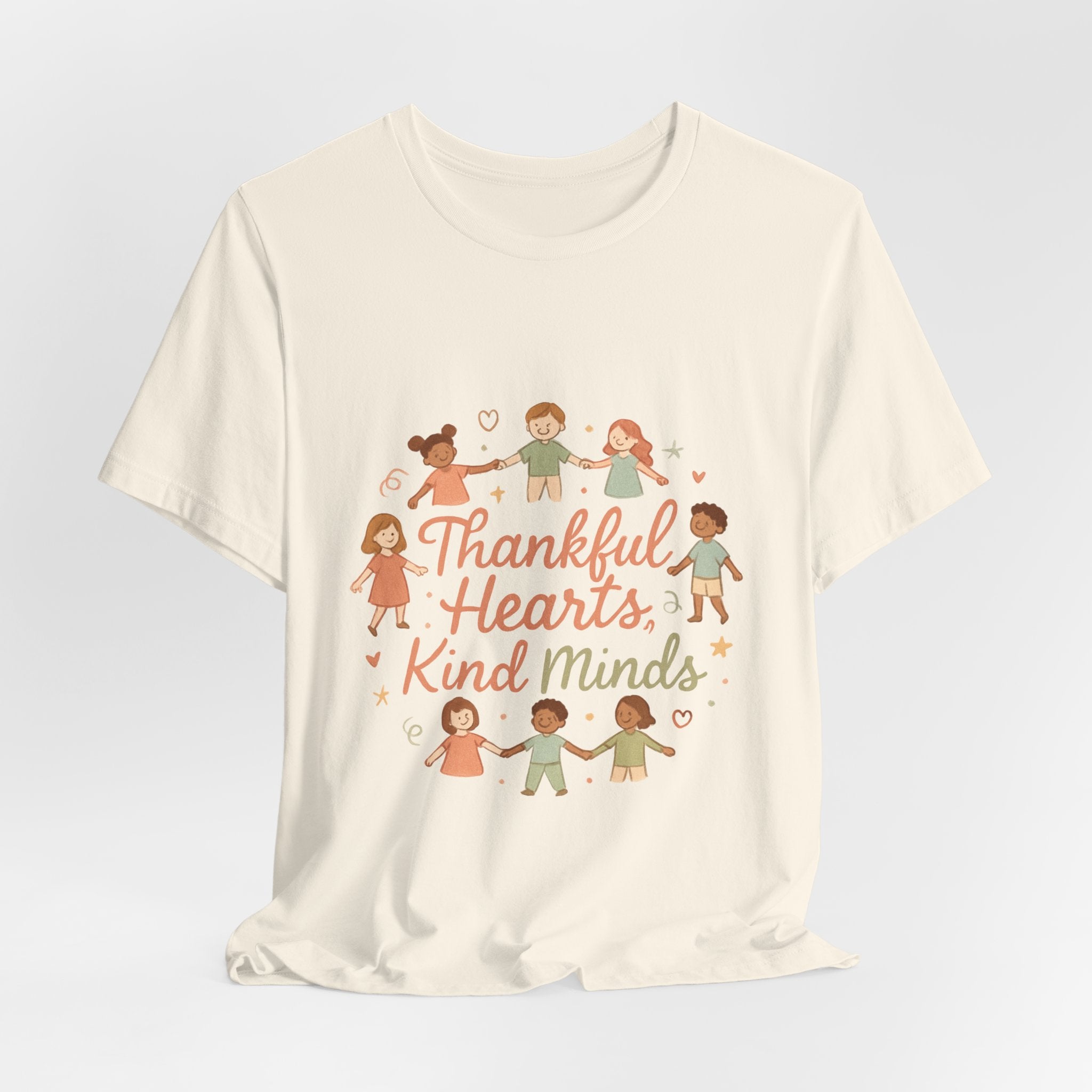 Thankful Hearts Kind Minds T-Shirt — Kids Friendship Positive Message Tee
