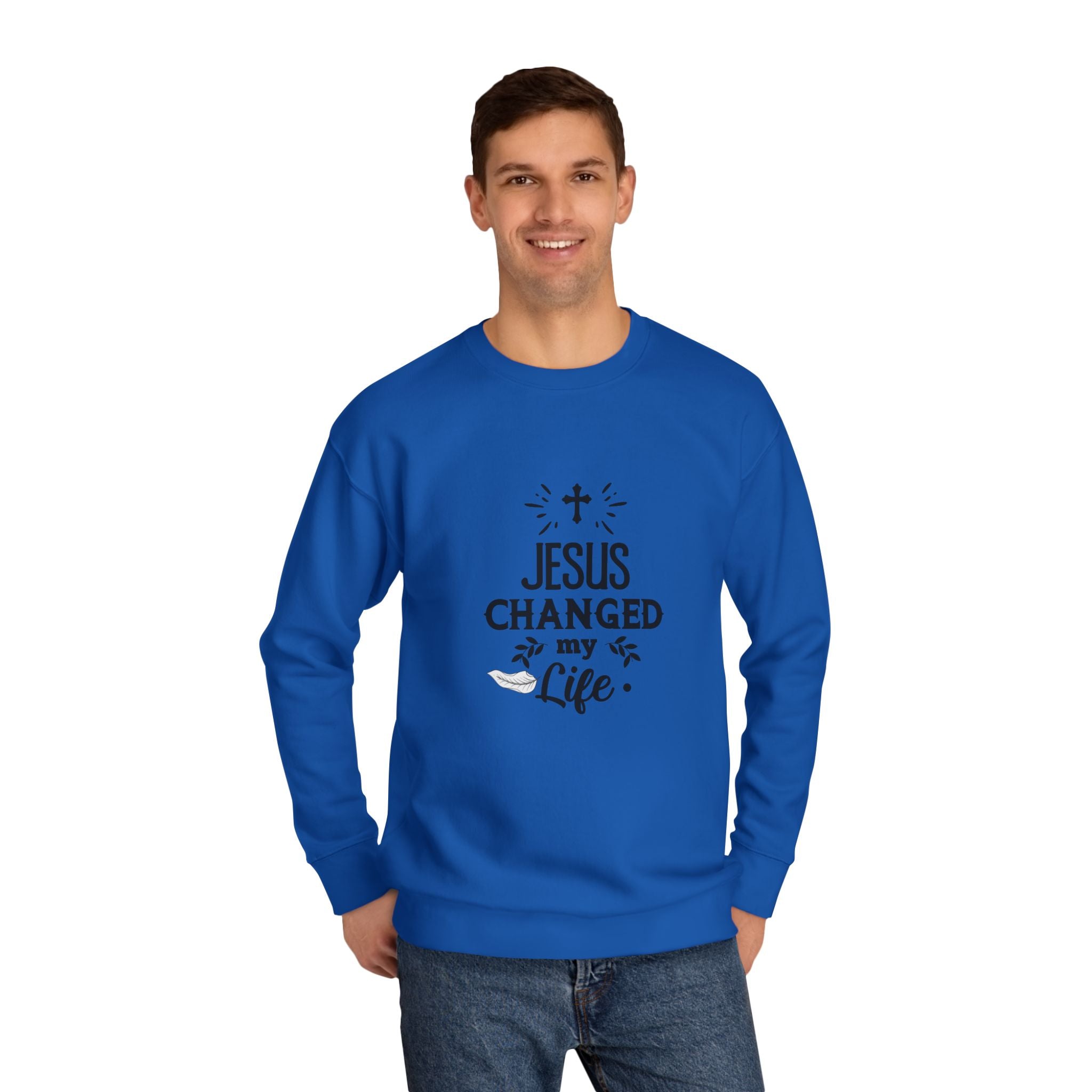 Inspirational Crew Sweatshirt - Jesus Changed My Life, Faith Apparel, Christian Gift, Unisex Sweatshirt, Cozy Religious Wear