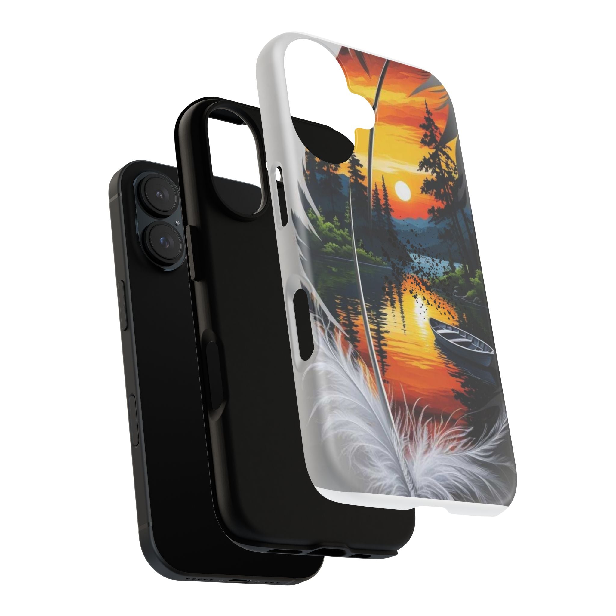 Nature-Inspired Phone Case | Tough Cases with Sunset & Feathers Design, Unique Gift, Outdoor Lover Accessory, Phone Cover