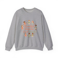 Thankful Hearts Kind Minds Sweatshirt — Kids Diversity Friends Crewneck
