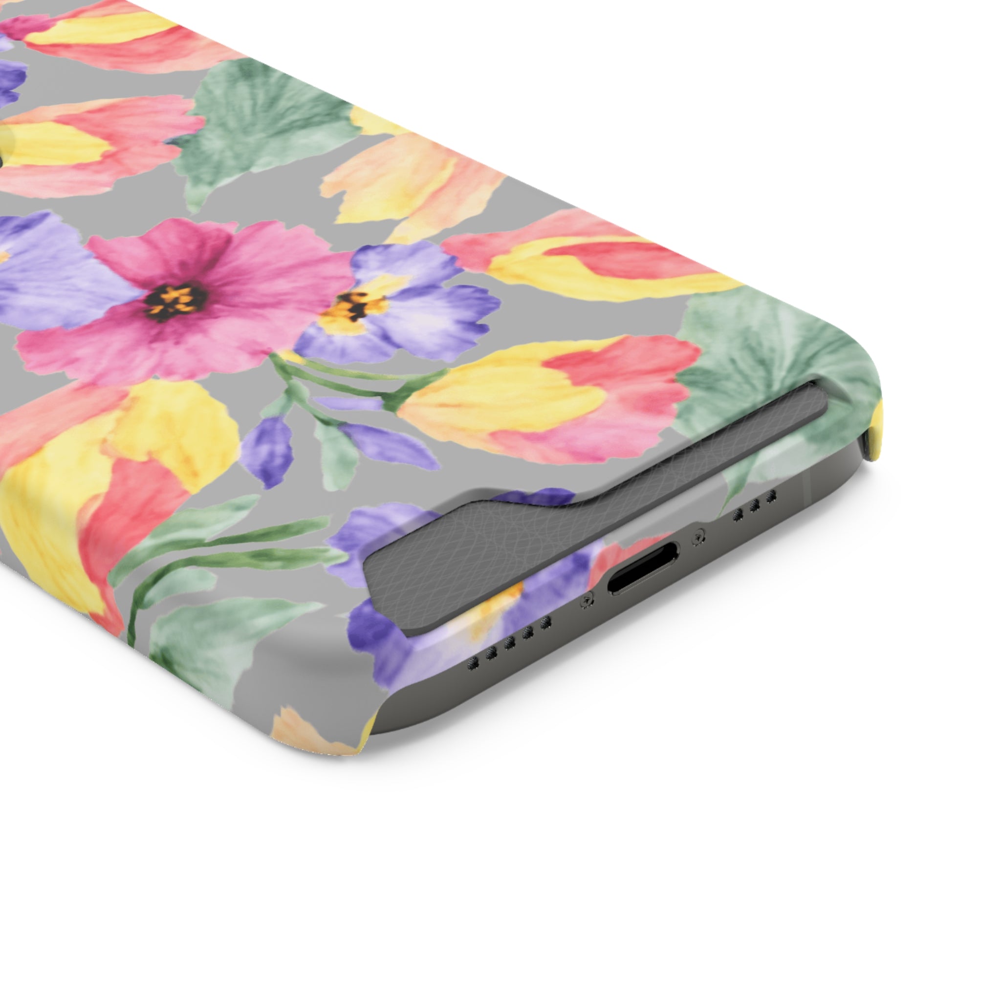 Floral Print Phone Case with Card Holder, Cute Phone Accessory, Gift for Her, Spring Vibes, Functional Phone Wallet