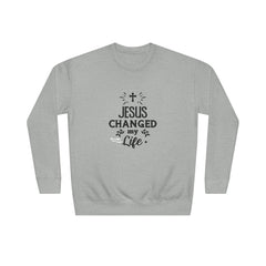 Inspirational Crew Sweatshirt - Jesus Changed My Life, Faith Apparel, Christian Gift, Unisex Sweatshirt, Cozy Religious Wear