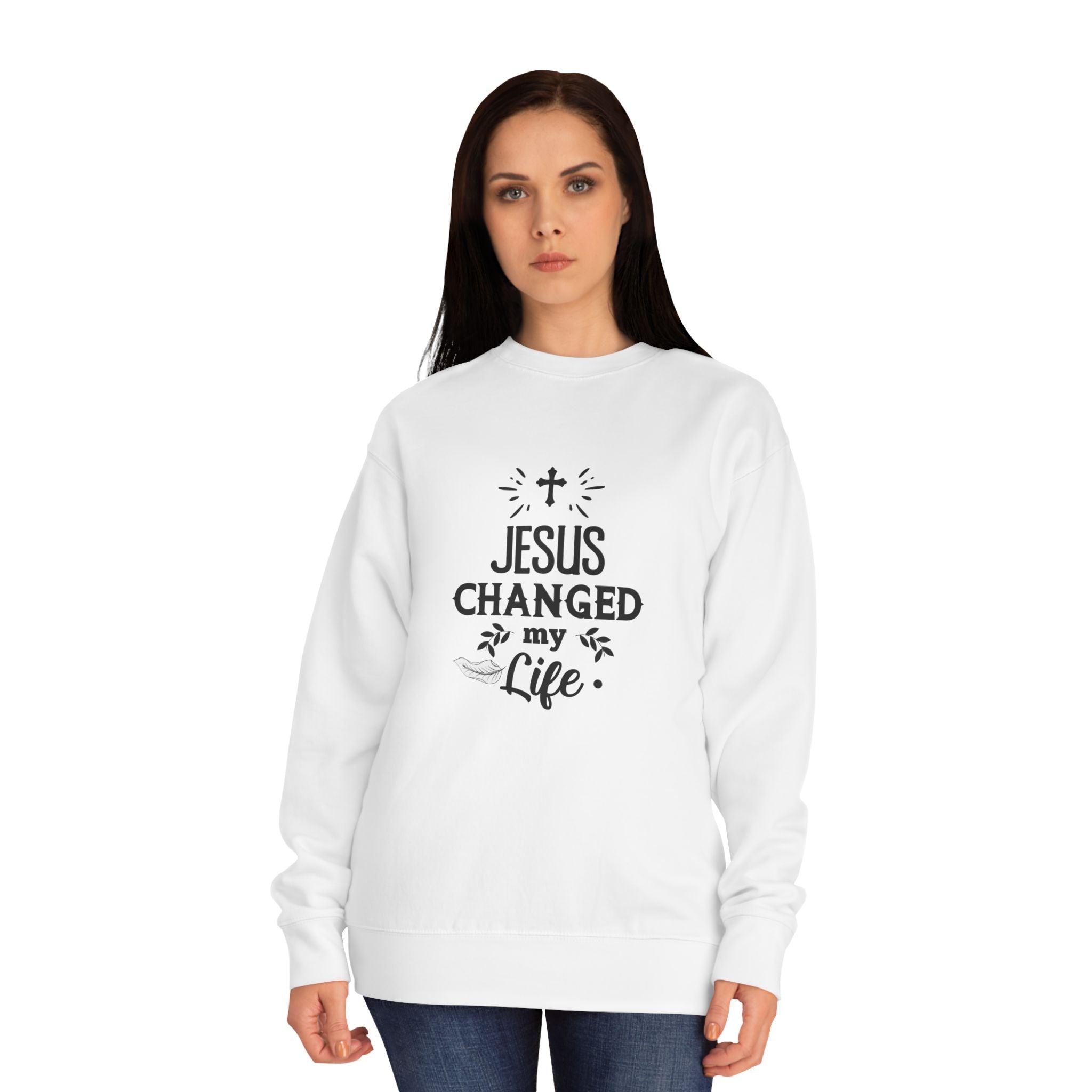 Inspirational Crew Sweatshirt - Jesus Changed My Life, Faith Apparel, Christian Gift, Unisex Sweatshirt, Cozy Religious Wear