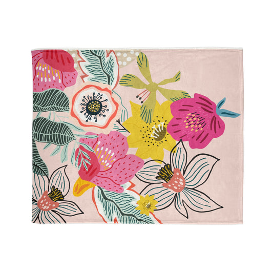 Floral Throw Blanket - Cozy Polyester Blanket for Home Decor, Gift for Her, Boho Style, Soft and Warm Floral Design
