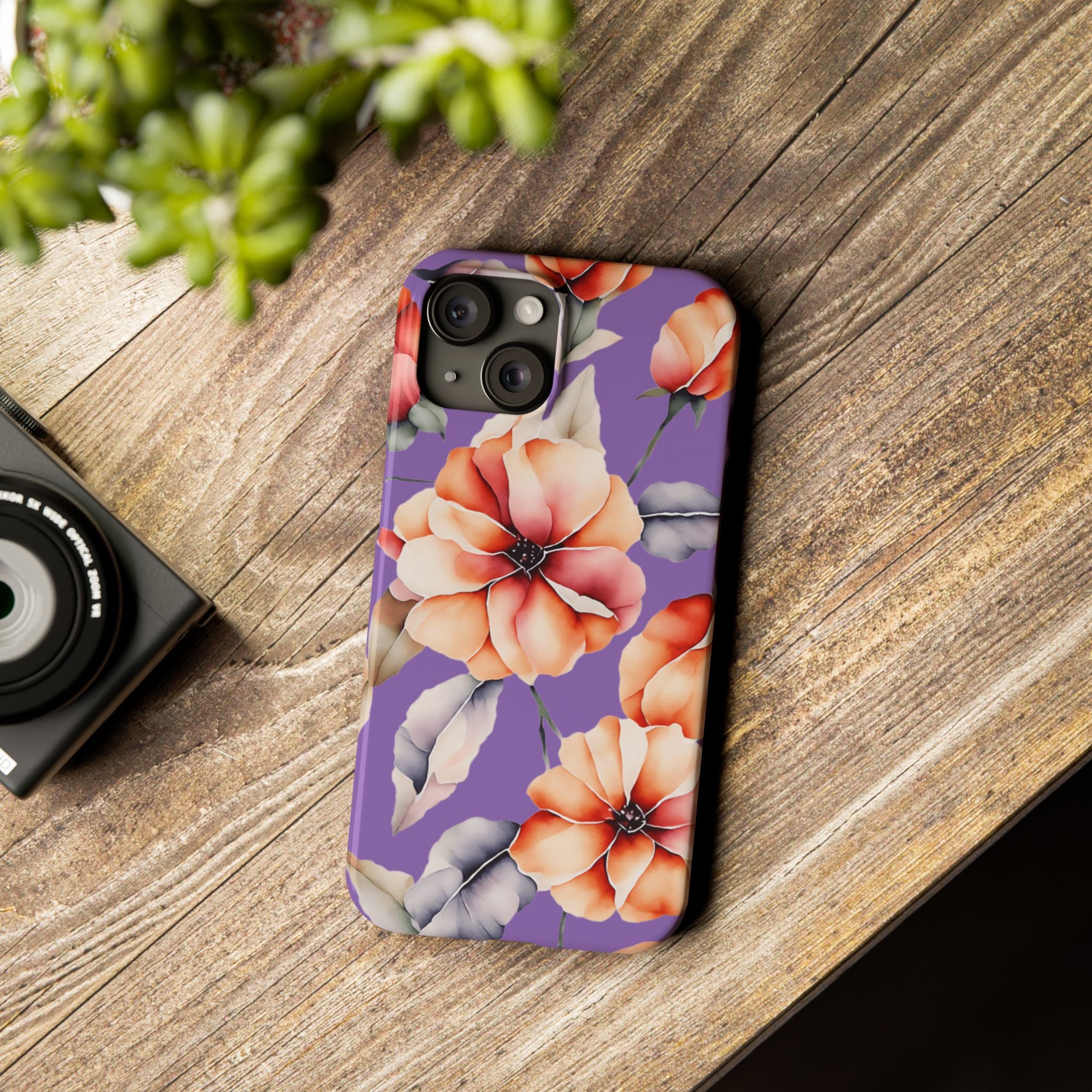 Floral Slim Phone Case, Stylish Phone Cover, Feminine Phone Accessory, Spring Gift, Flower Pattern Design