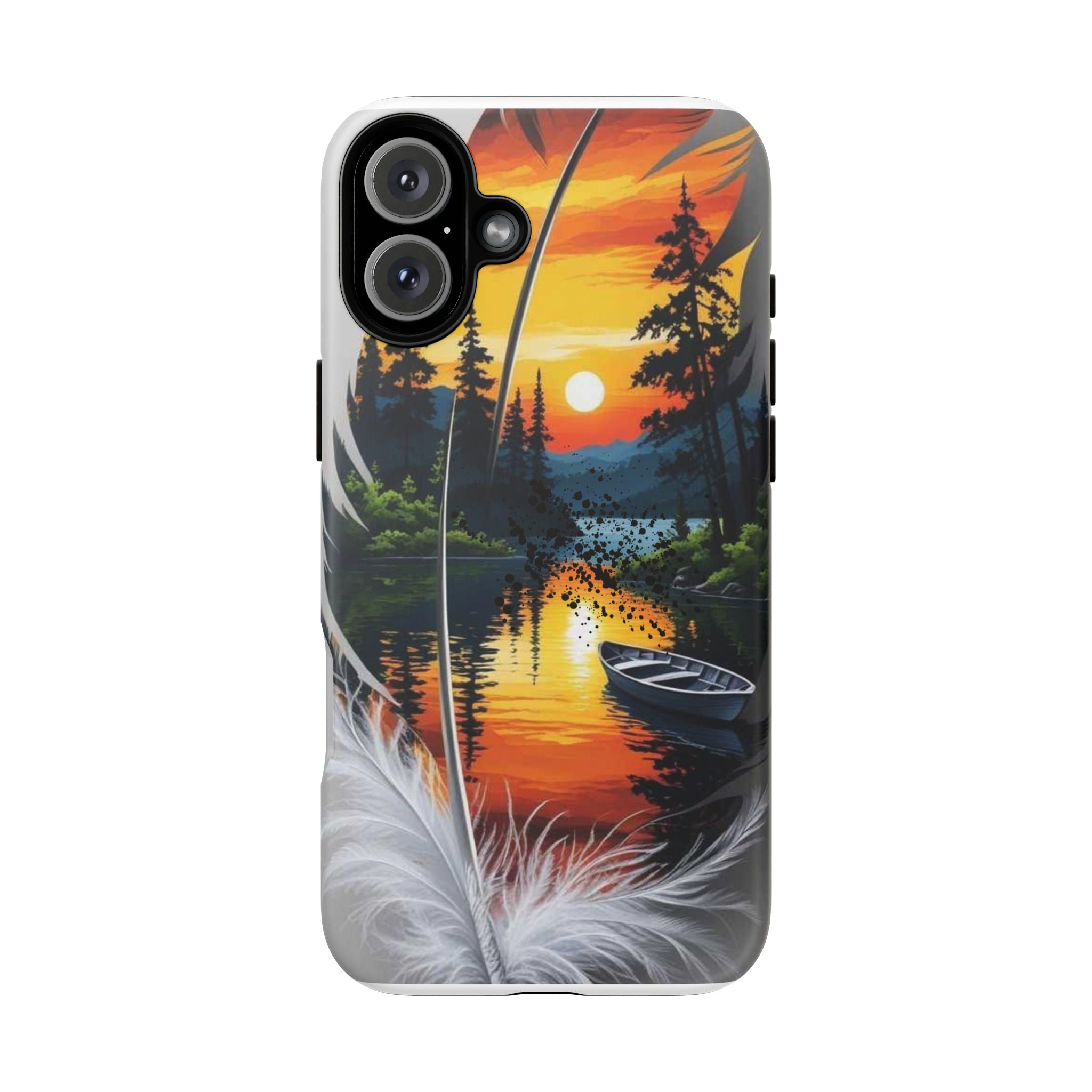 Nature-Inspired Phone Case | Tough Cases with Sunset & Feathers Design, Unique Gift, Outdoor Lover Accessory, Phone Cover