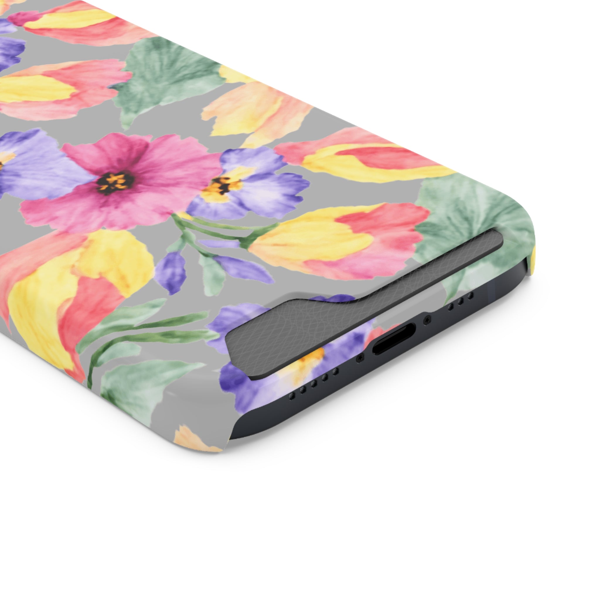 Floral Print Phone Case with Card Holder, Cute Phone Accessory, Gift for Her, Spring Vibes, Functional Phone Wallet