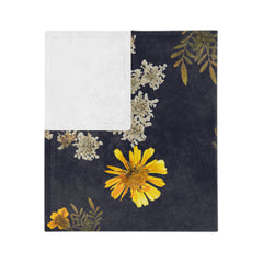 Floral Velveteen Microfiber Blanket - Cozy Gift for Nature Lovers, Home Decor, Bed Linens, Camping Essentials, Spring Vibes, Botanical Print