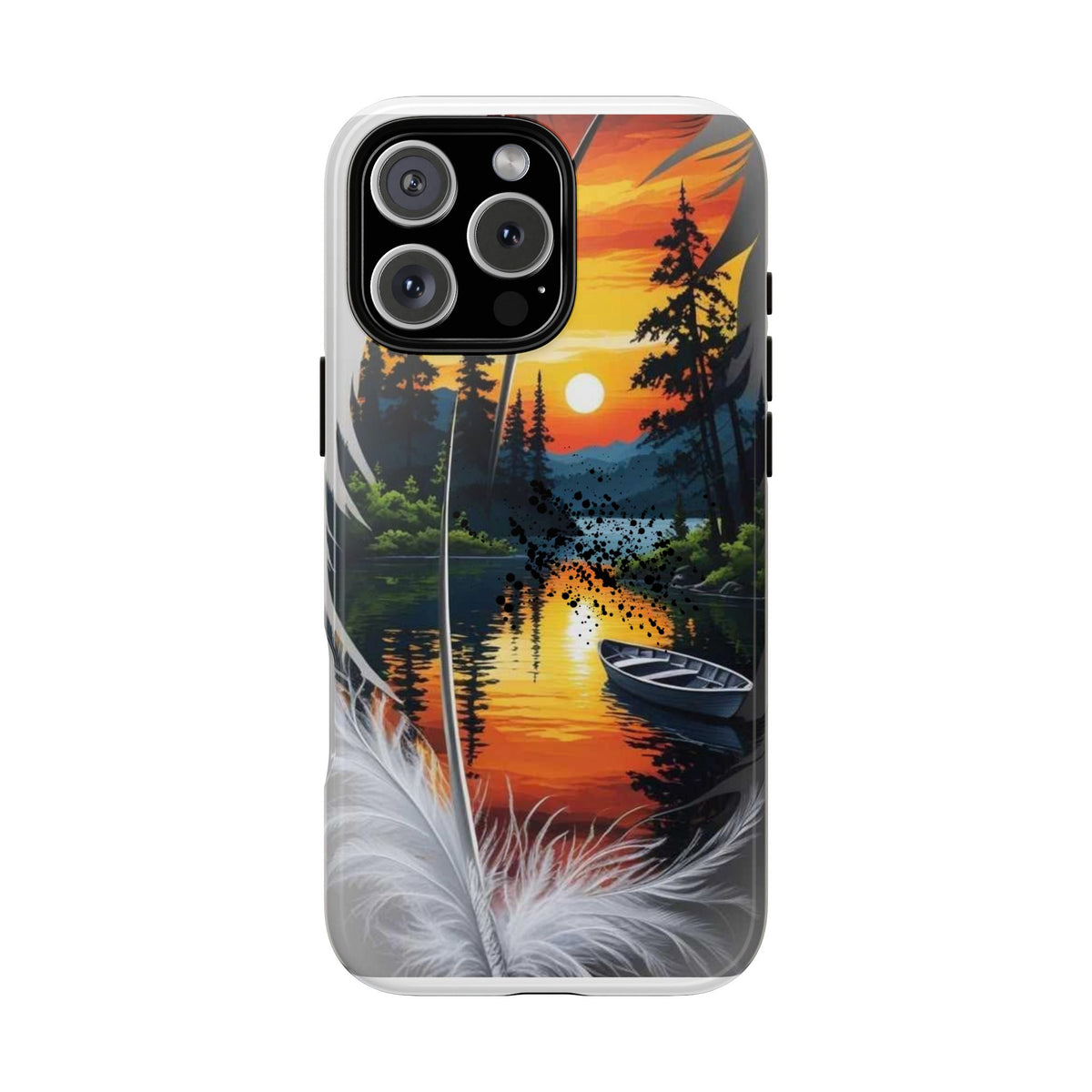 Nature-Inspired Phone Case | Tough Cases with Sunset & Feathers Design, Unique Gift, Outdoor Lover Accessory, Phone Cover