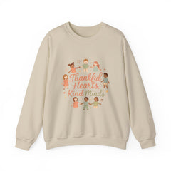 Thankful Hearts Kind Minds Sweatshirt — Kids Diversity Friends Crewneck