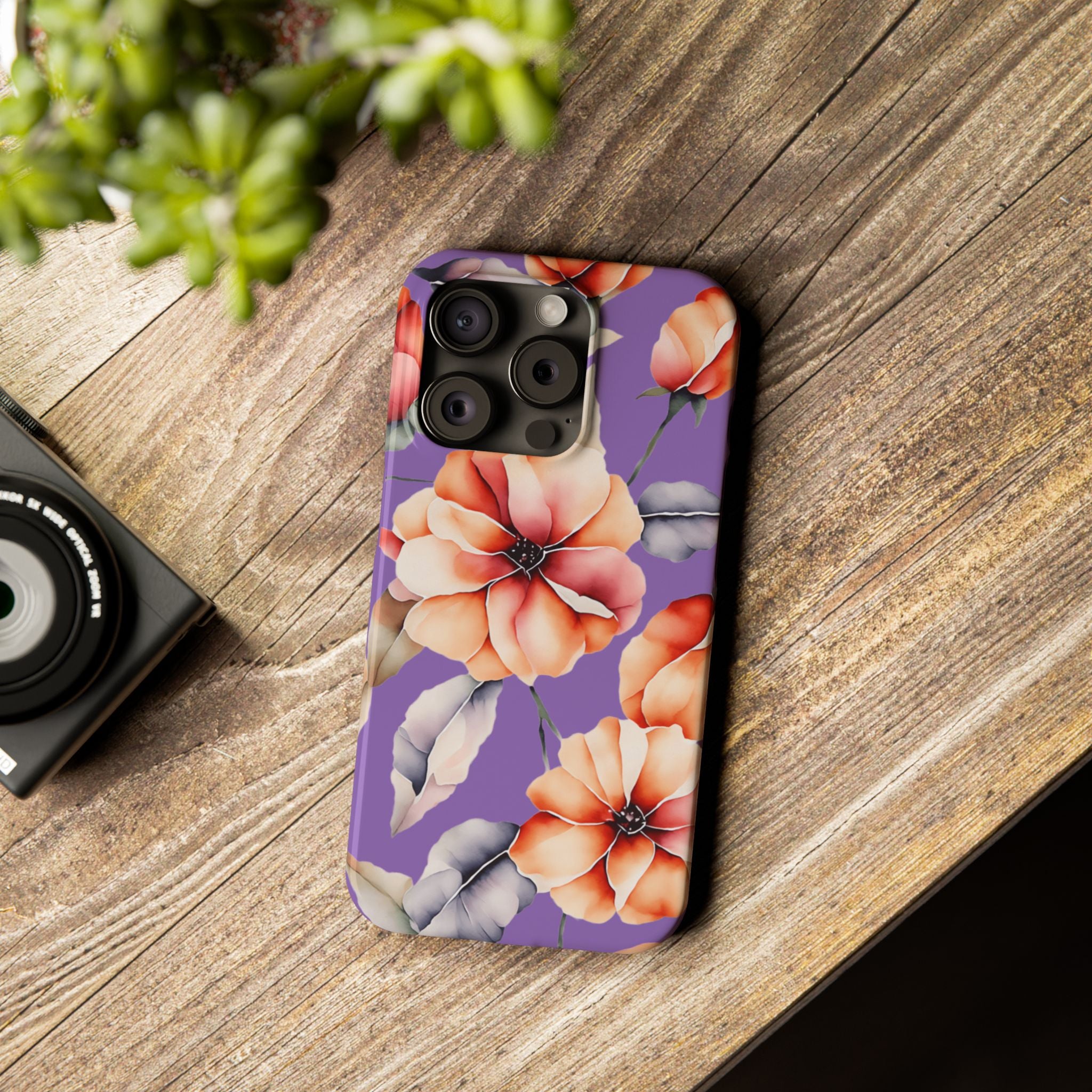 Floral Slim Phone Case, Stylish Phone Cover, Feminine Phone Accessory, Spring Gift, Flower Pattern Design