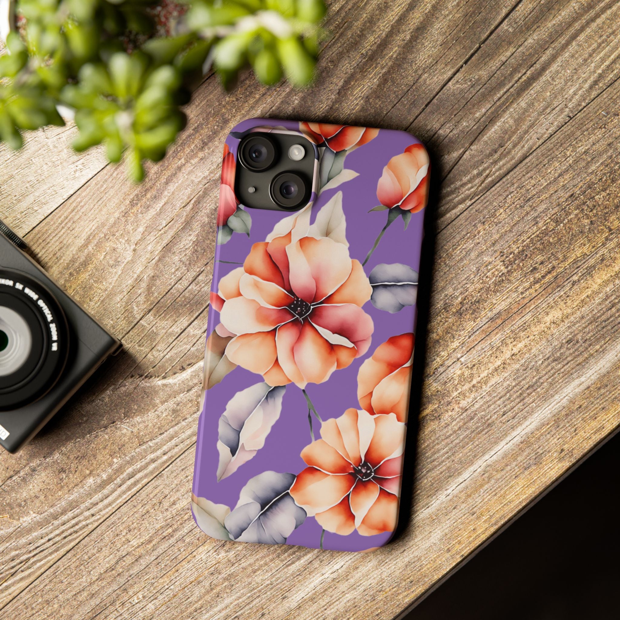 Floral Slim Phone Case, Stylish Phone Cover, Feminine Phone Accessory, Spring Gift, Flower Pattern Design