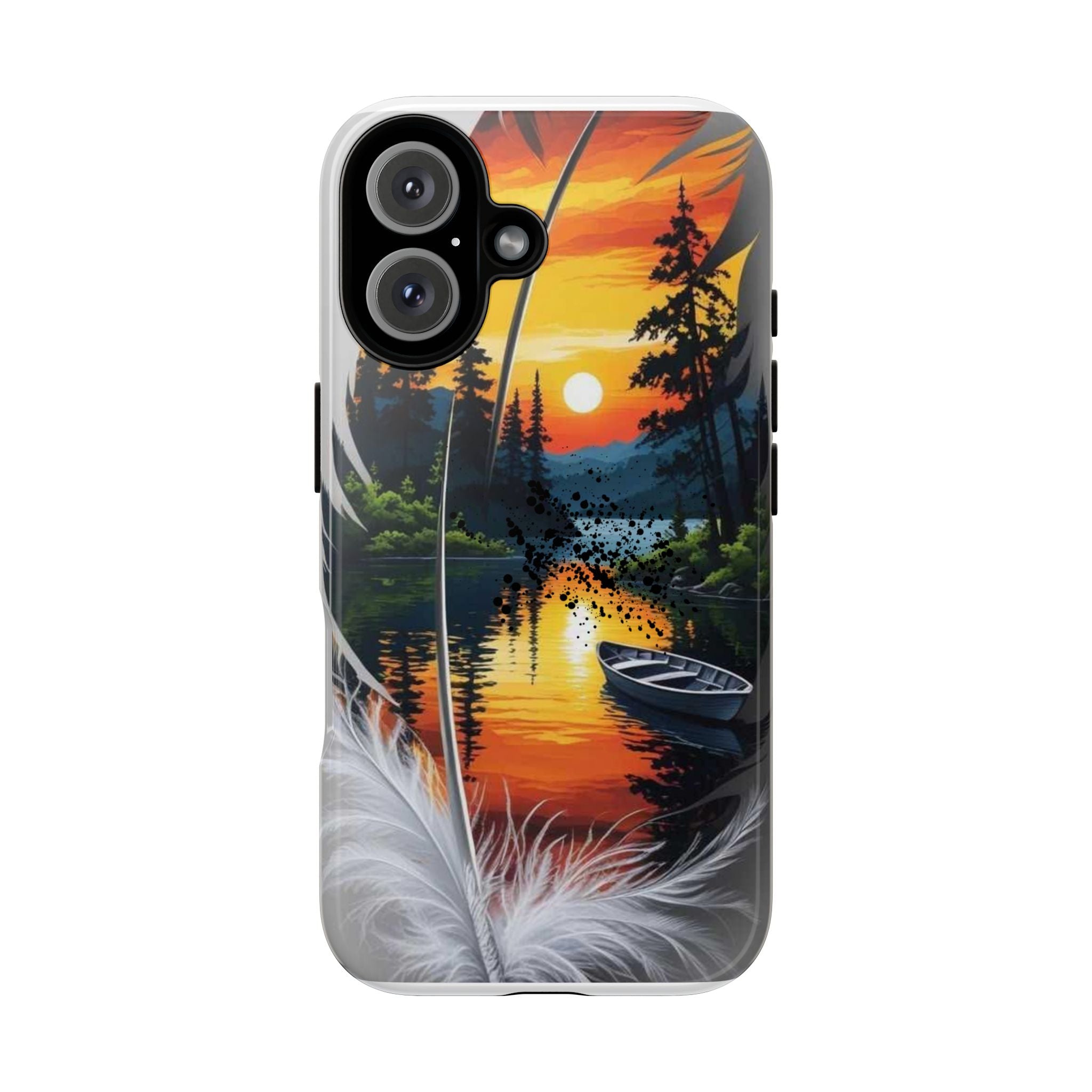 Nature-Inspired Phone Case | Tough Cases with Sunset & Feathers Design, Unique Gift, Outdoor Lover Accessory, Phone Cover