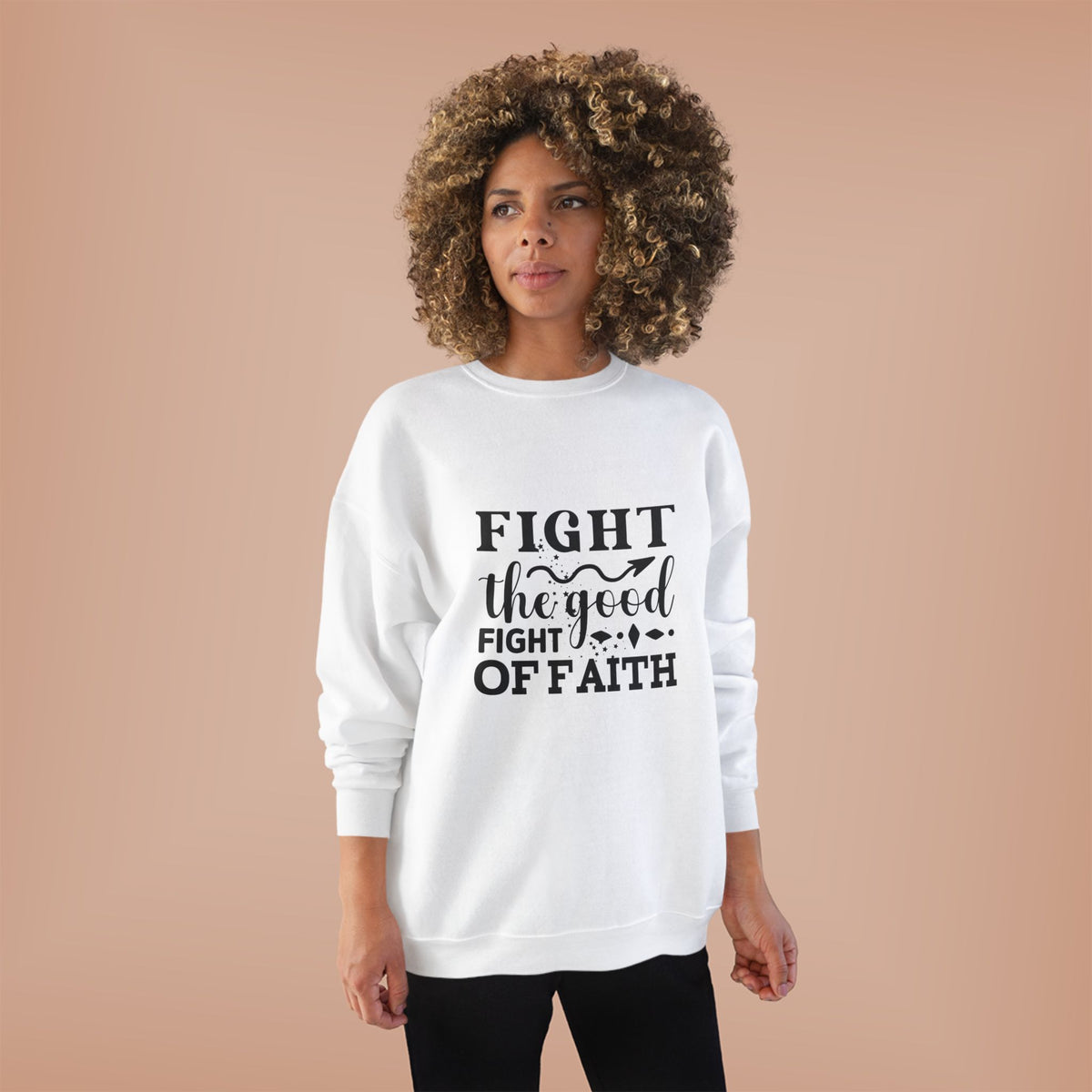 Inspirational Eco-Friendly Crewneck Sweatshirt | Fight the Good Fight of Faith, Motivational Gift, Unisex Apparel, Casual Wear, [...]