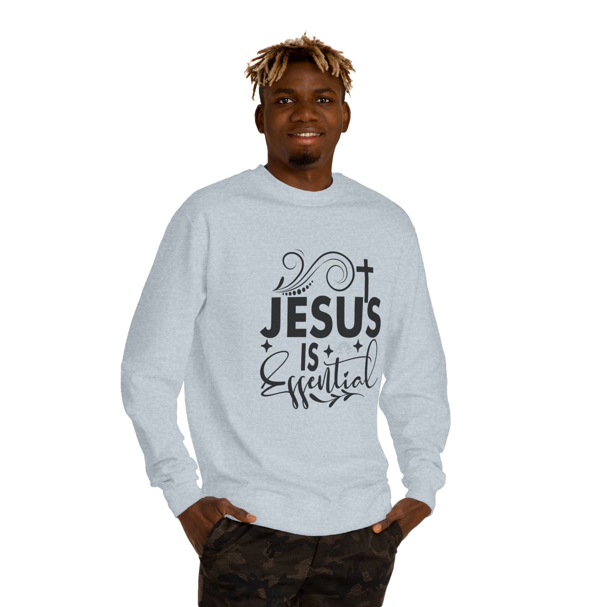 Christian Motivational Sweatshirt - Jesus is Essential, Faith Apparel, Unisex Fashion, Everyday Wear, Perfect Gift for Believers
