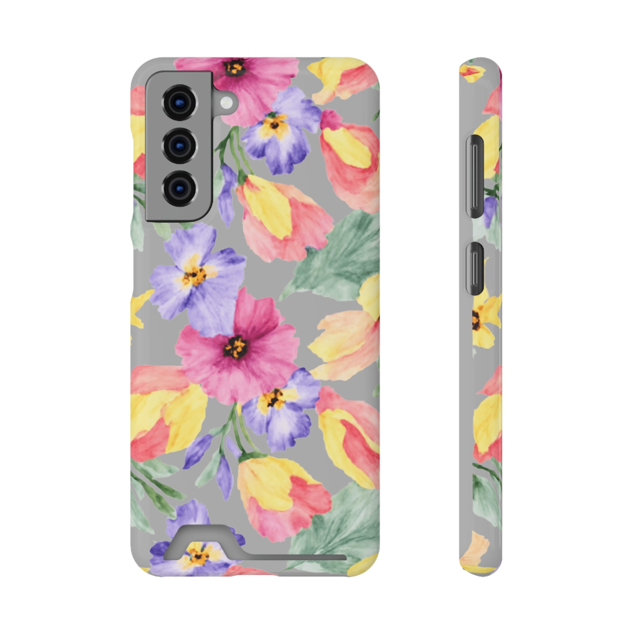 Floral Print Phone Case with Card Holder, Cute Phone Accessory, Gift for Her, Spring Vibes, Functional Phone Wallet