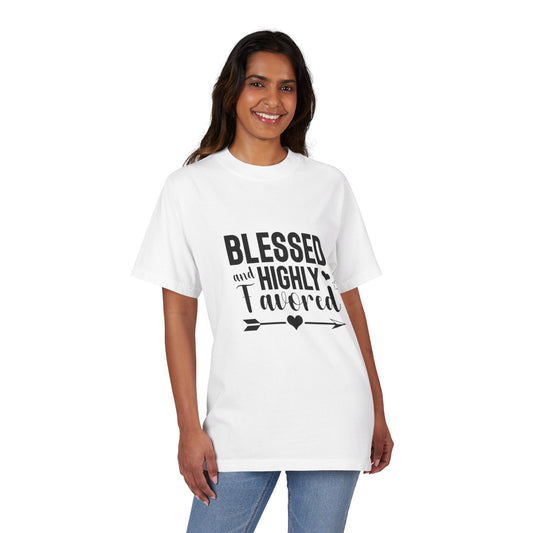 Blessed and Highly Favored Unisex Drop-Shoulder T-Shirt, Inspirational Tee, Faith-Based Gift, Everyday Comfort Shirt, Casual Wear