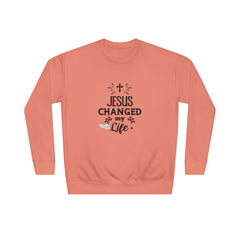 Inspirational Crew Sweatshirt - Jesus Changed My Life, Faith Apparel, Christian Gift, Unisex Sweatshirt, Cozy Religious Wear