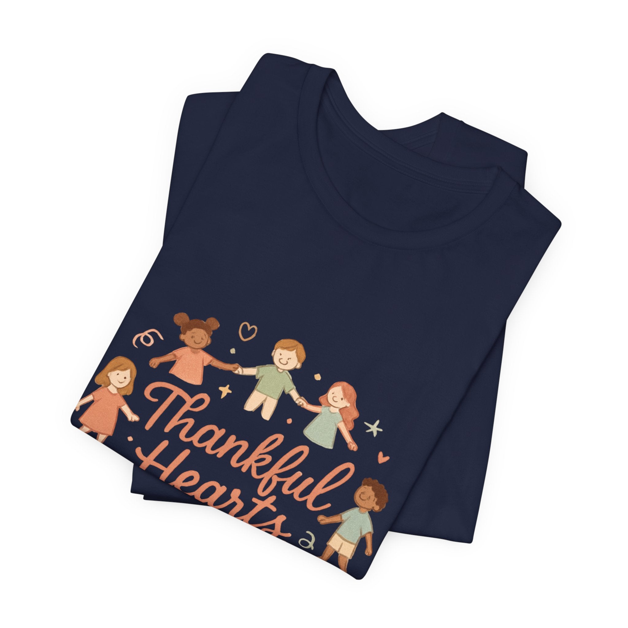 Thankful Hearts Kind Minds T-Shirt — Kids Friendship Positive Message Tee