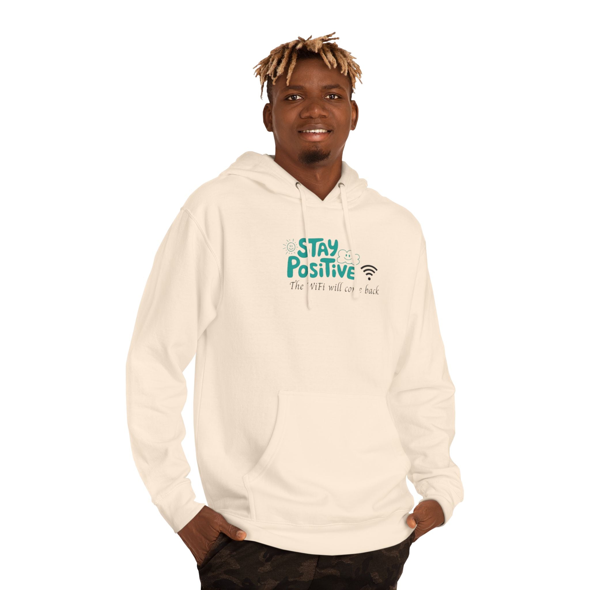 Stay Positive Hoodie, Unisex Hooded Sweatshirt for Comfortable Vibes, Perfect Gift for Friends and Family, Casual Wear, Motivational Apparel