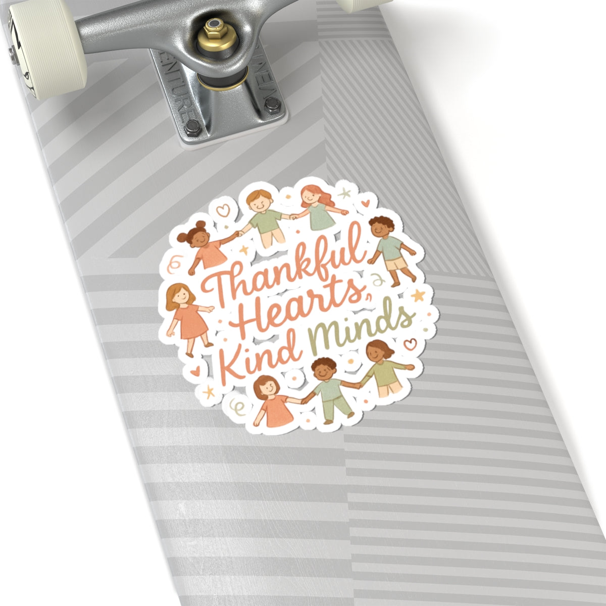 Thankful Hearts, Kind Minds Sticker — Inclusive Kids Classroom Sticker
