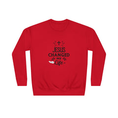 Inspirational Crew Sweatshirt - Jesus Changed My Life, Faith Apparel, Christian Gift, Unisex Sweatshirt, Cozy Religious Wear