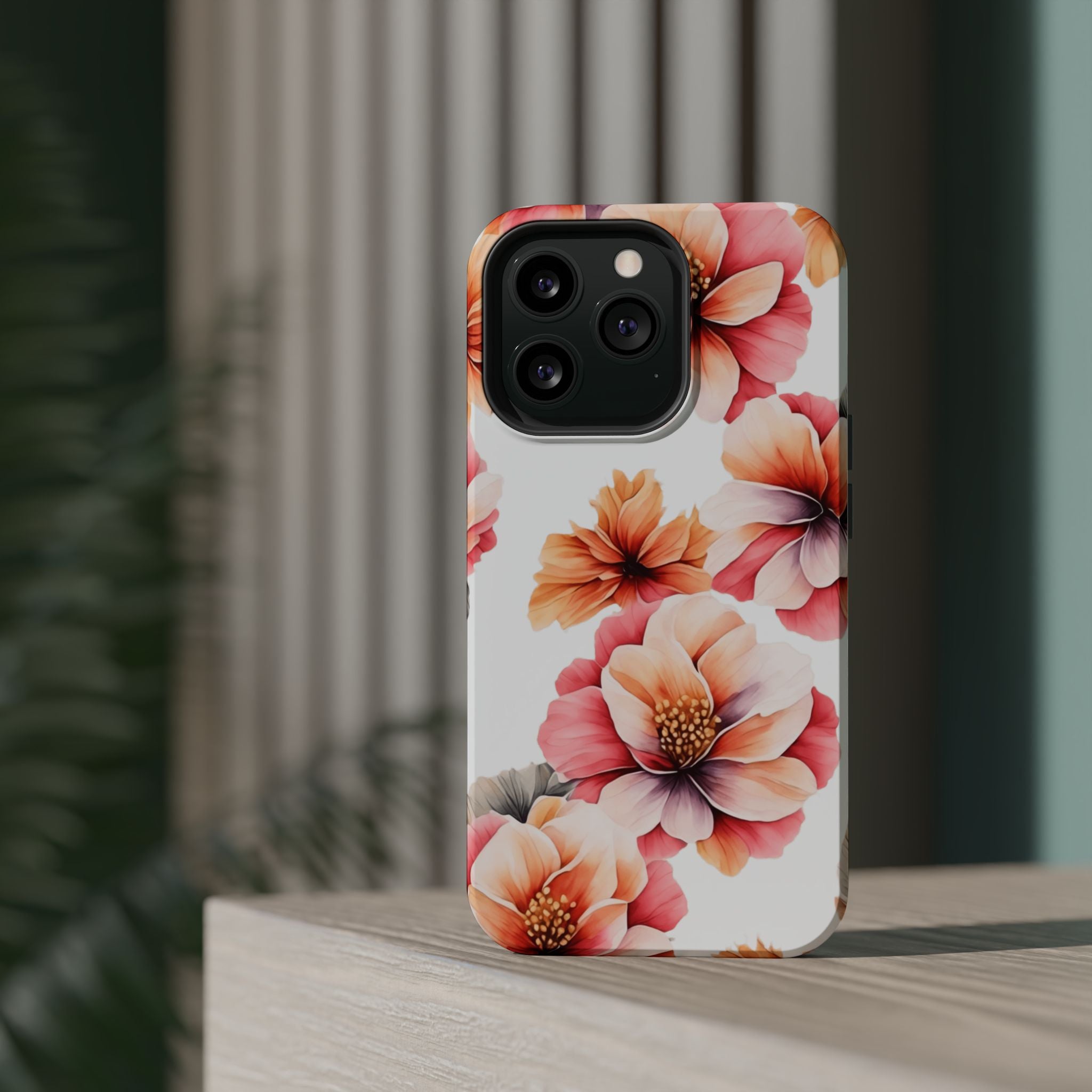 Floral Magnetic Phone Case, Stylish Flower Phone Cover, Durable Magnetic Tough Case, Trendy Floral Design Case, Perfect Gift for Her