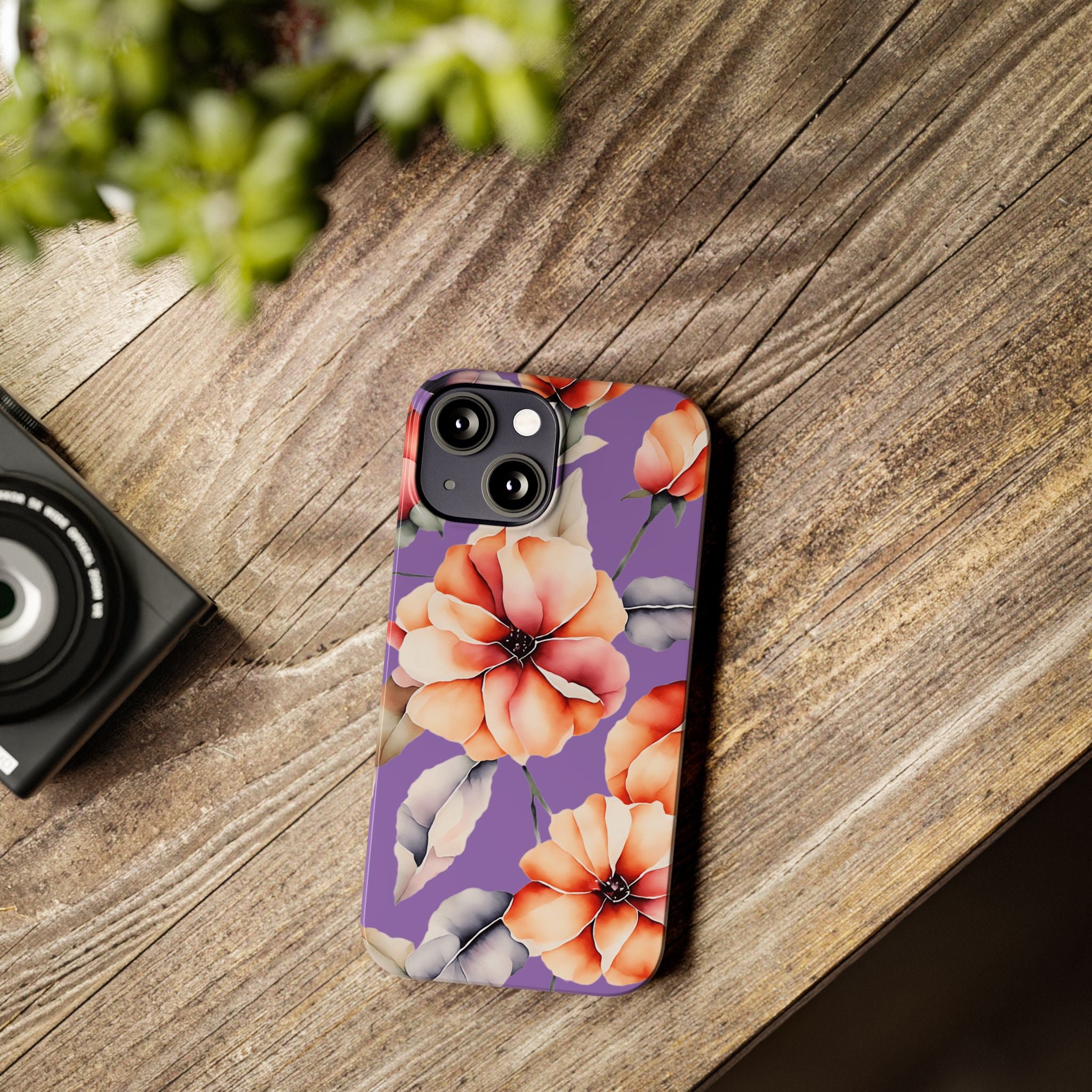 Floral Slim Phone Case, Stylish Phone Cover, Feminine Phone Accessory, Spring Gift, Flower Pattern Design